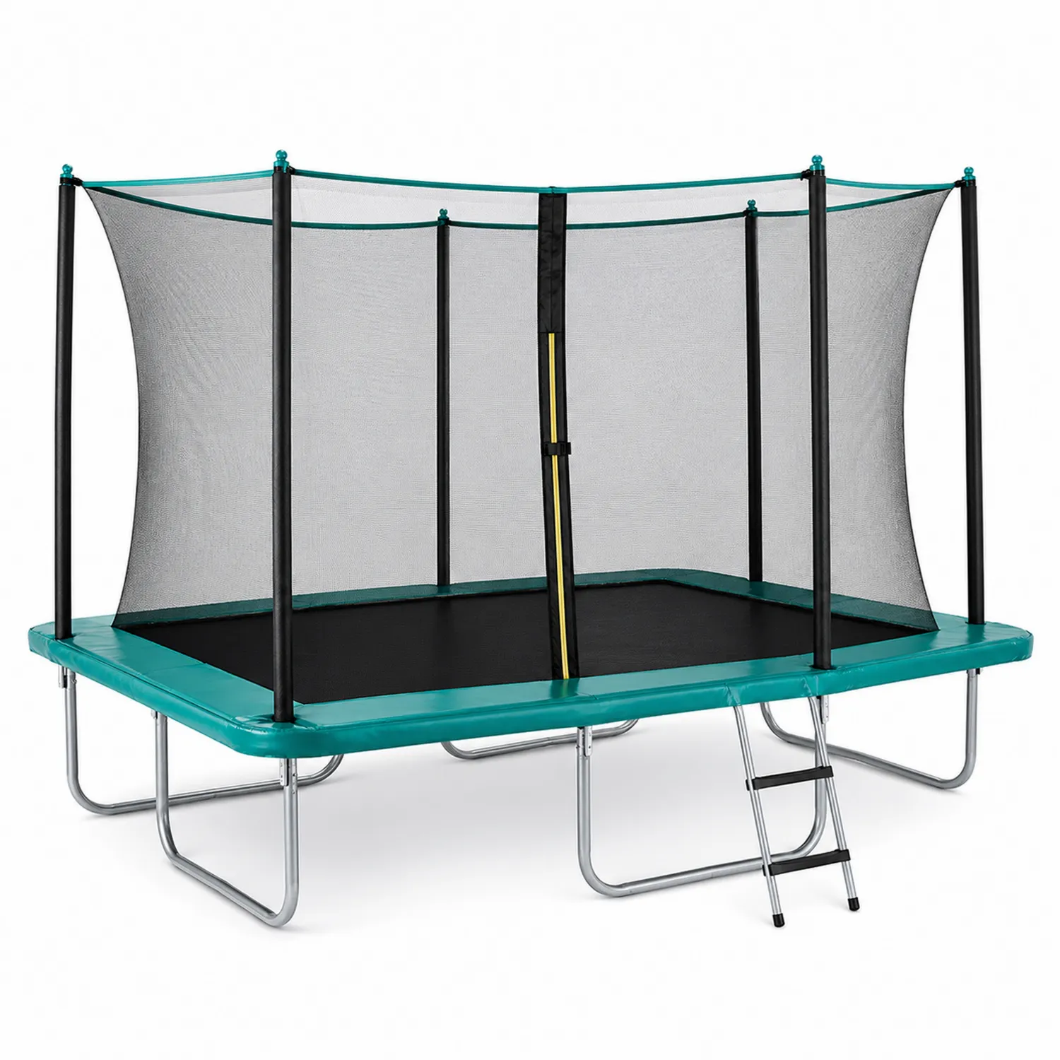 Trampoline rectangulaire en acier avec filet de sécurité, 300x200 cm, Vert/Noir