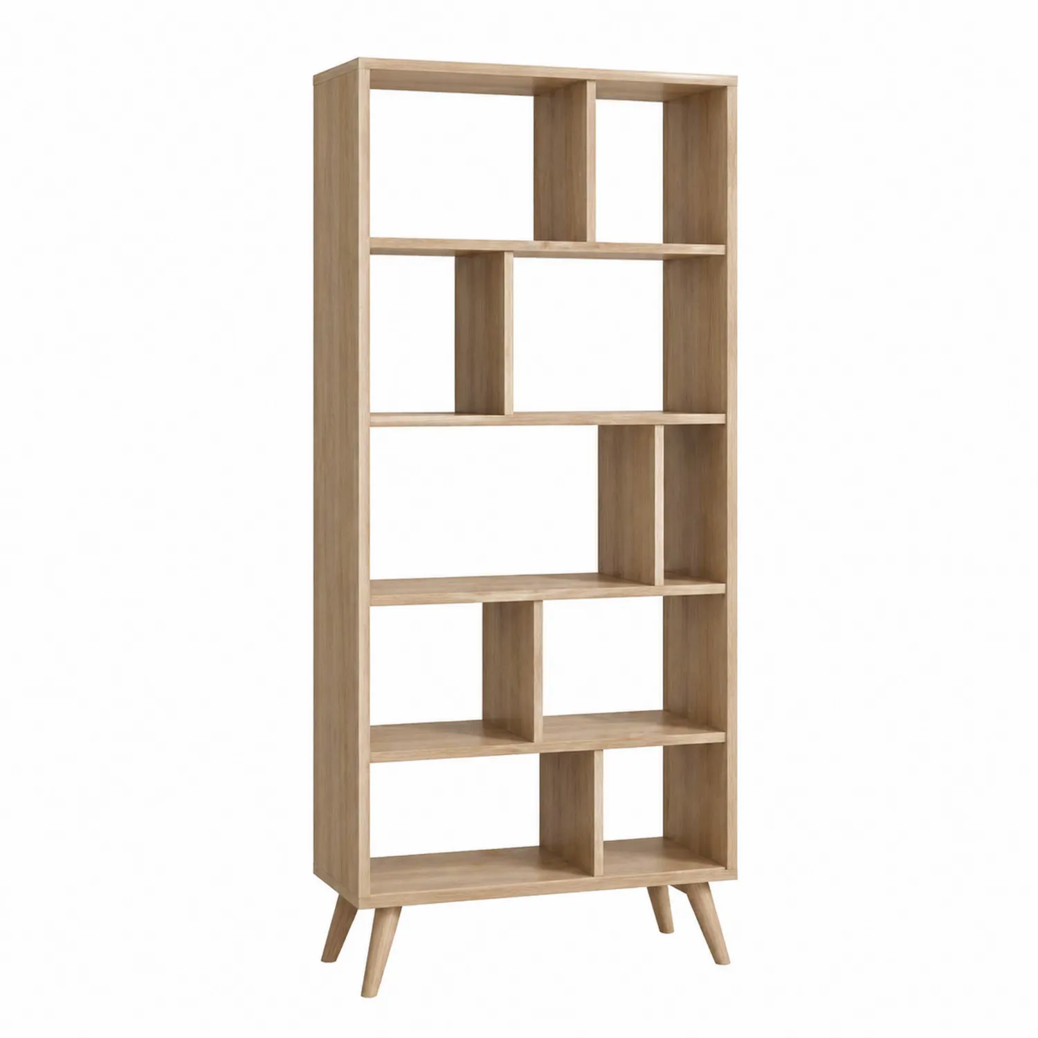 Bibliothèque en bois avec étagères en chêne clair