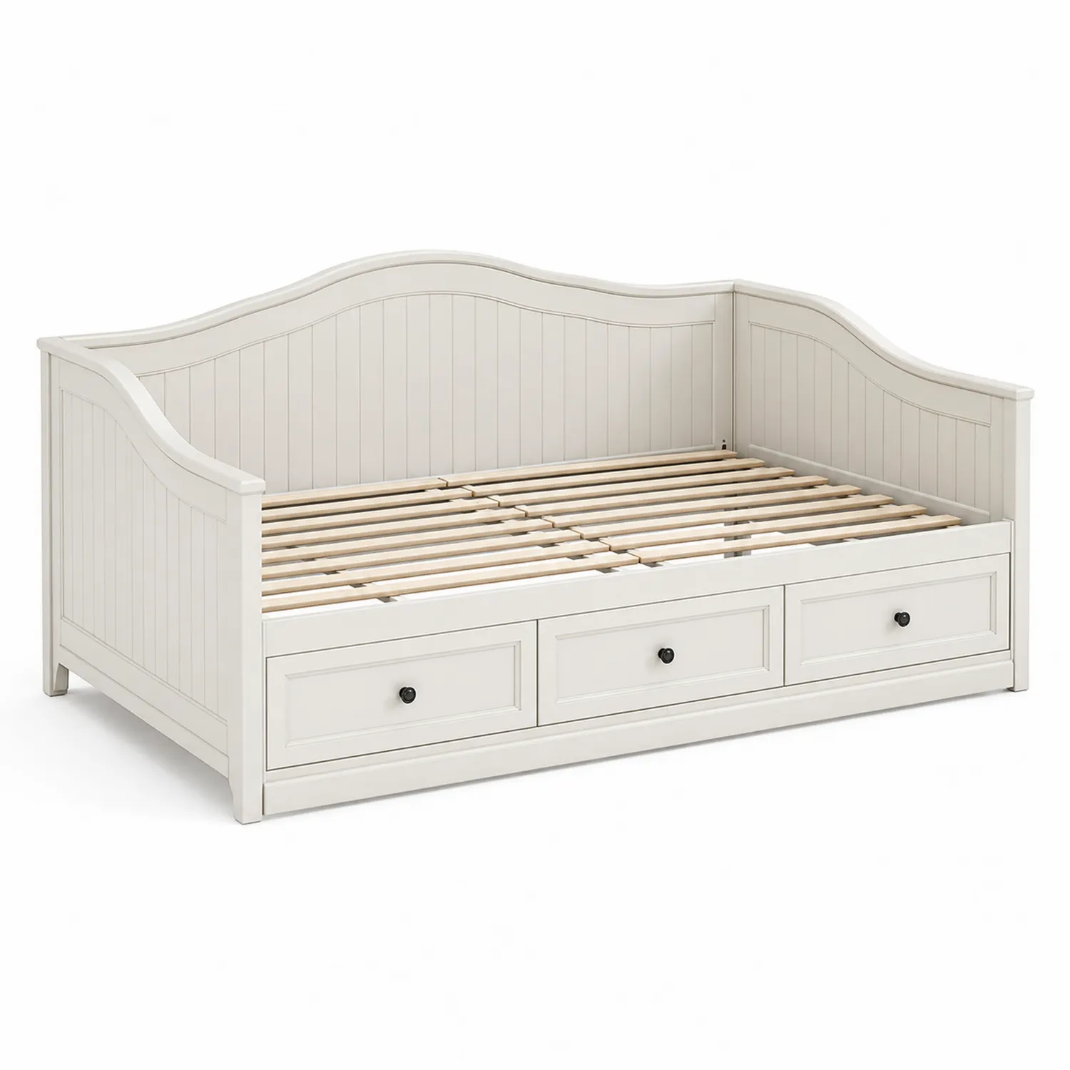 Lit de jour en bois avec tiroirs 205 cm x 98 cm x 95 cm Blanc