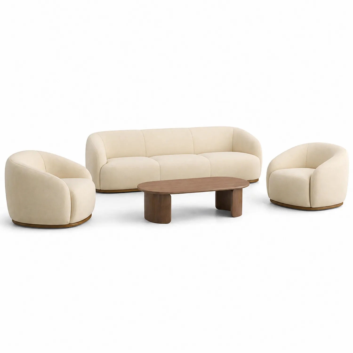 Ensemble de canapé en tissu avec table basse en bois