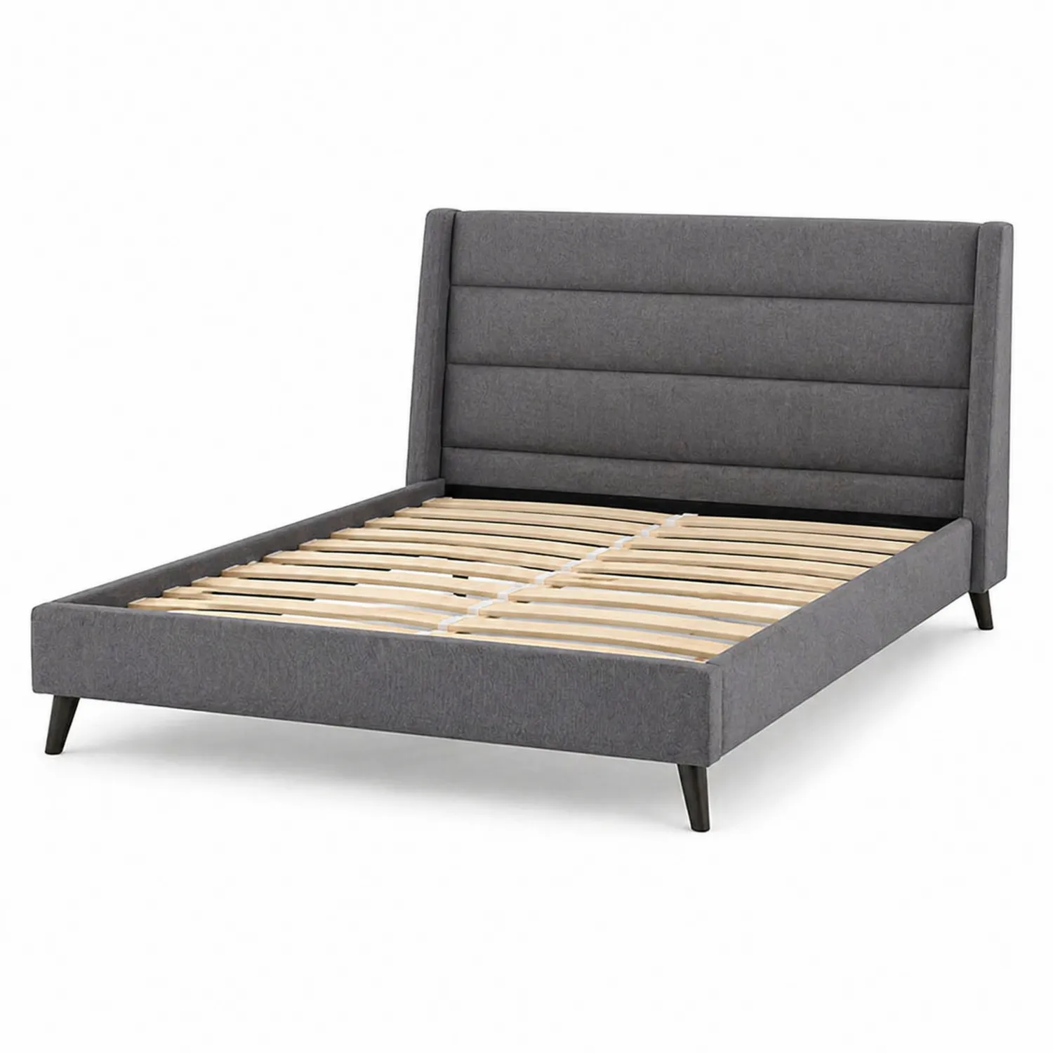 Lit en Bois et Tissu Gris 140x200 cm