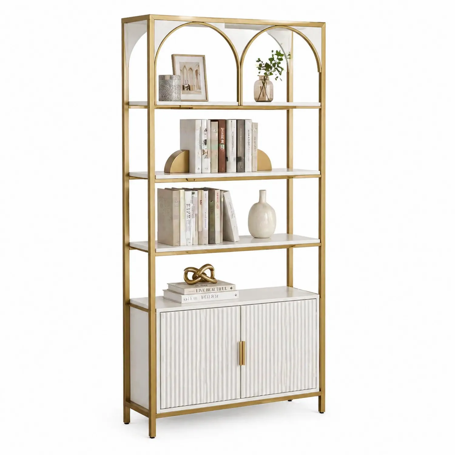 Étagère en métal et bois avec portes