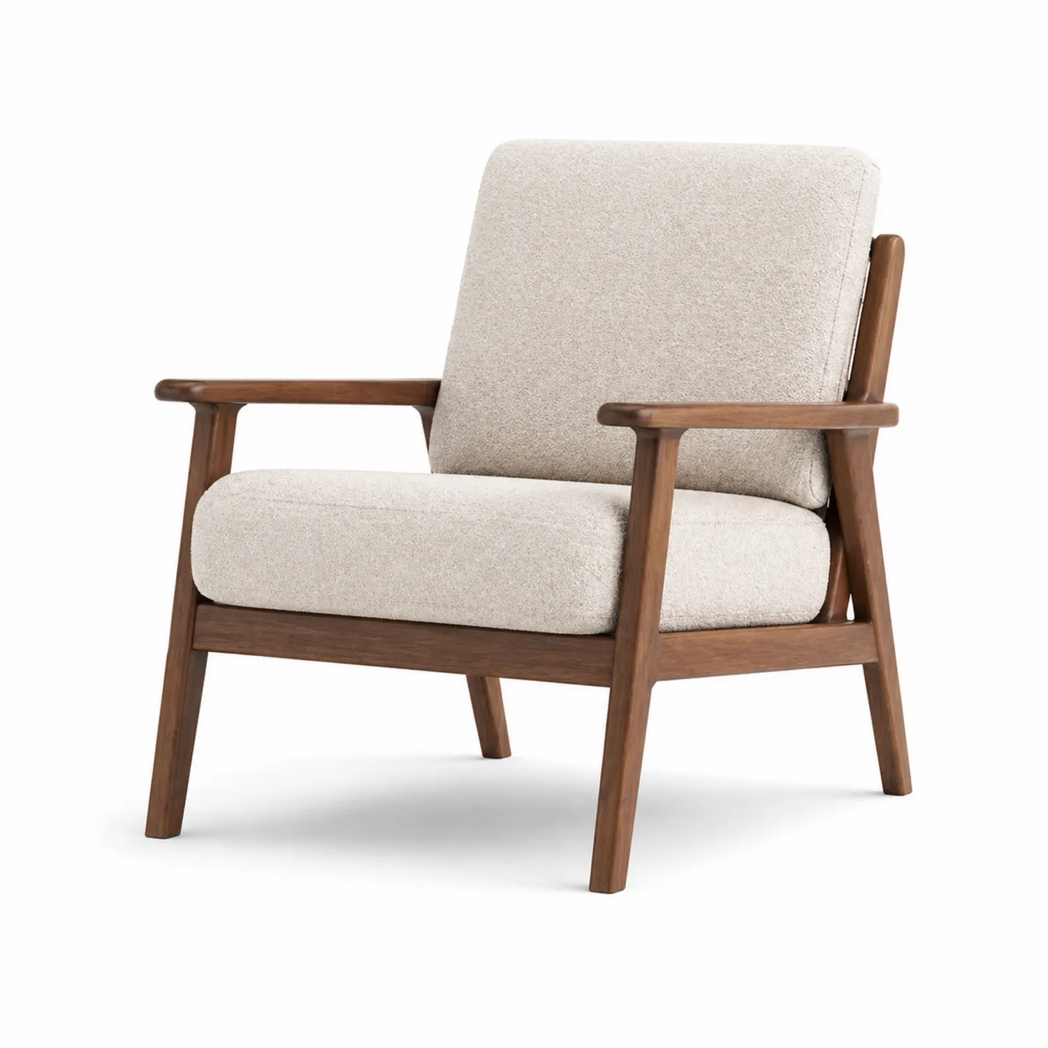 Fauteuil en Bois et Tissu en Polyester Beige 75cm x 70cm x 80cm