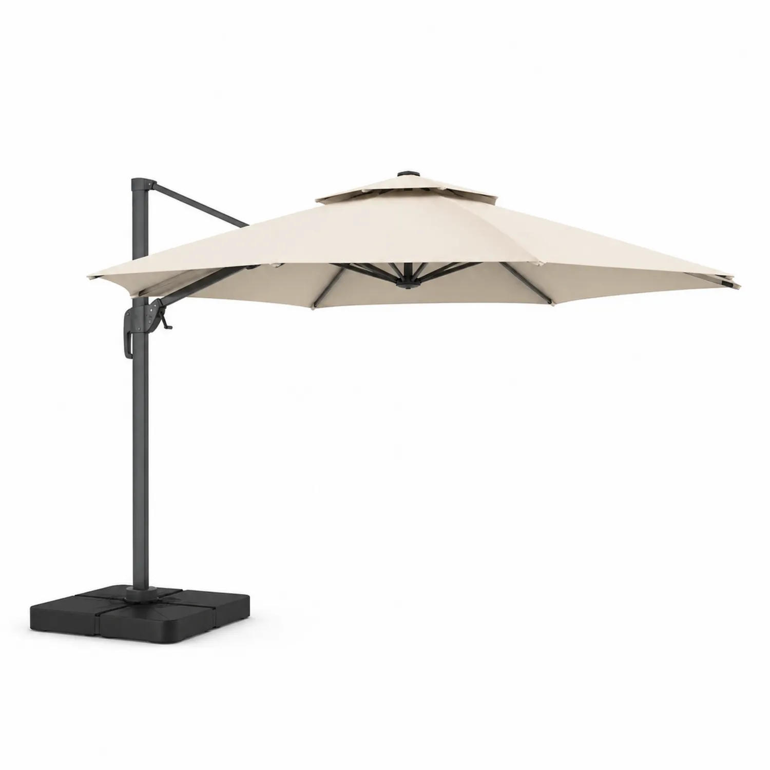 Parasol déporté rond en aluminium et toile acrylique 300 cm Beige