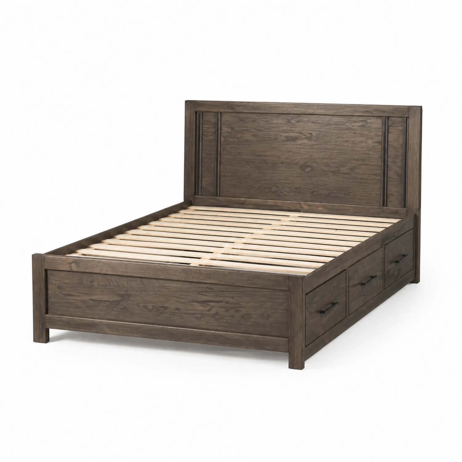 Lit en Bois avec Tiroirs 200x160 cm Chêne Marron
