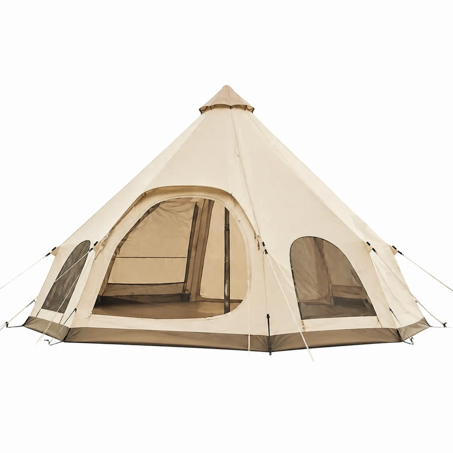 Tente Tipi en Toile de Coton Beige pour 4-5 Personnes