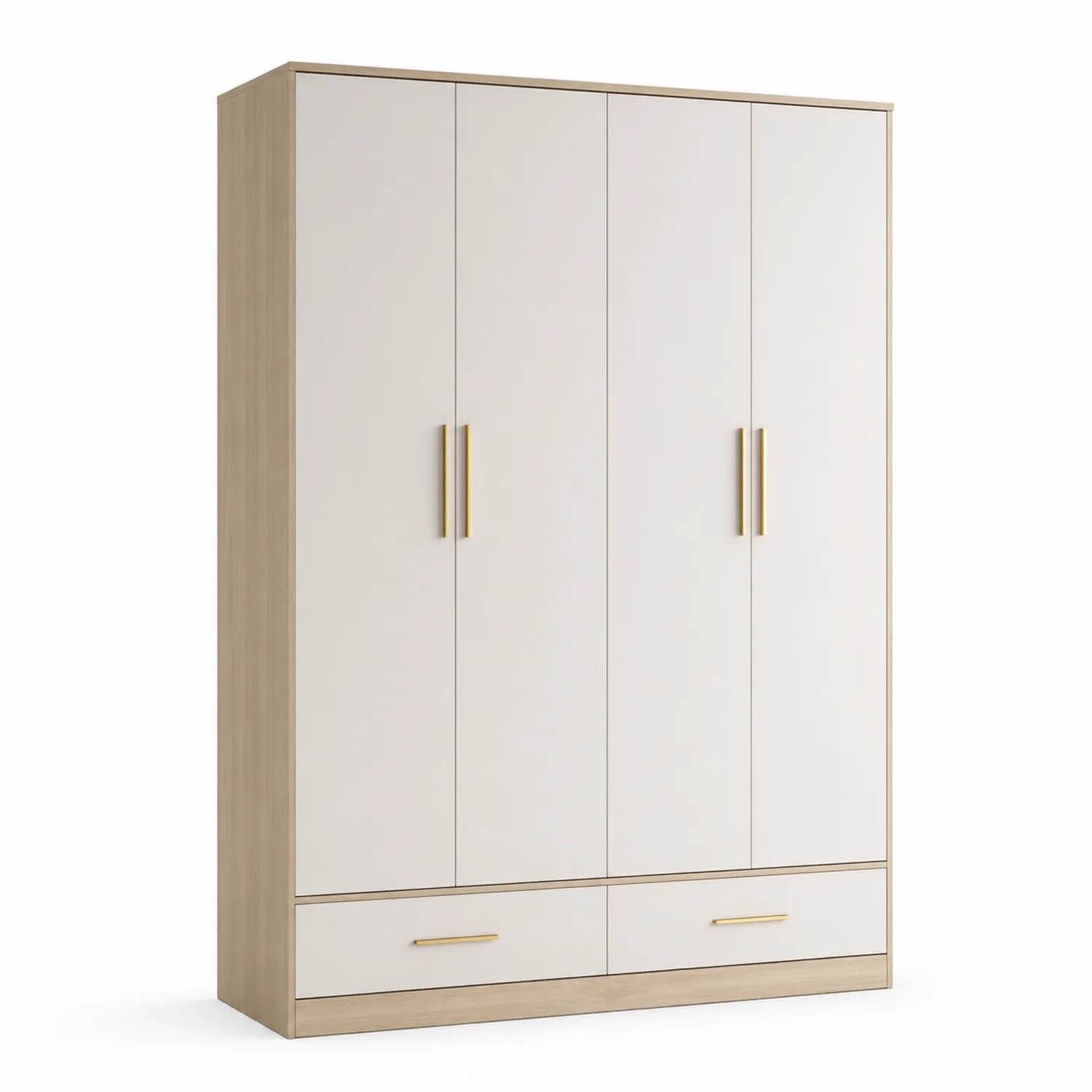 Armoire Bois Clair et Blanc à Trois Portes 200x160x60cm