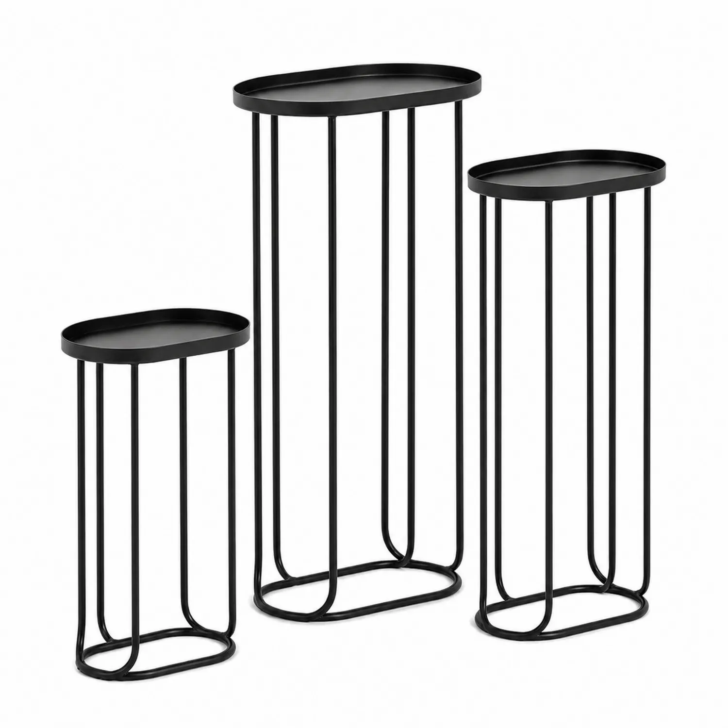 Ensemble de 3 tables en métal noir