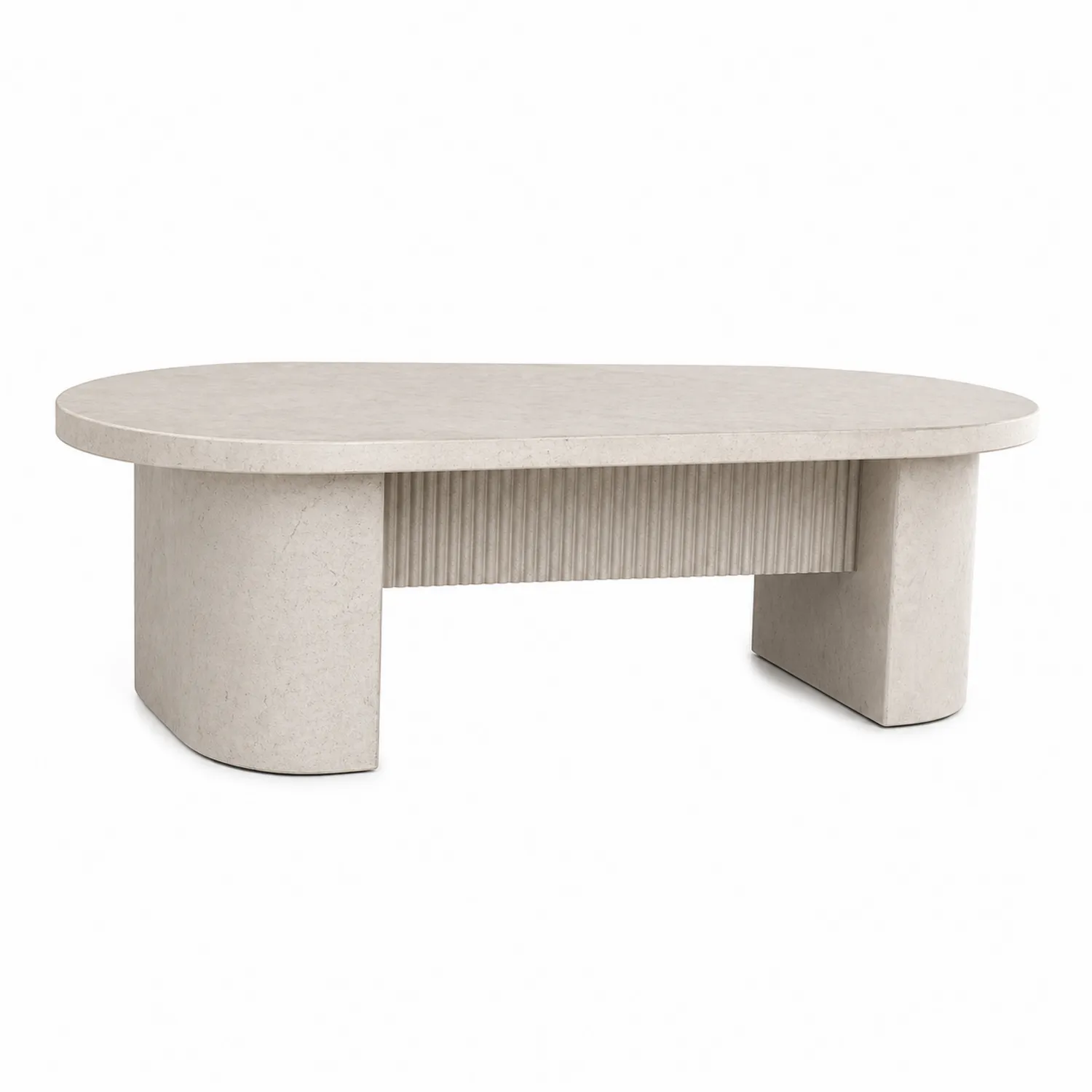 Table basse ovale en pierre calcaire 120cm x 60cm x 40cm Beige