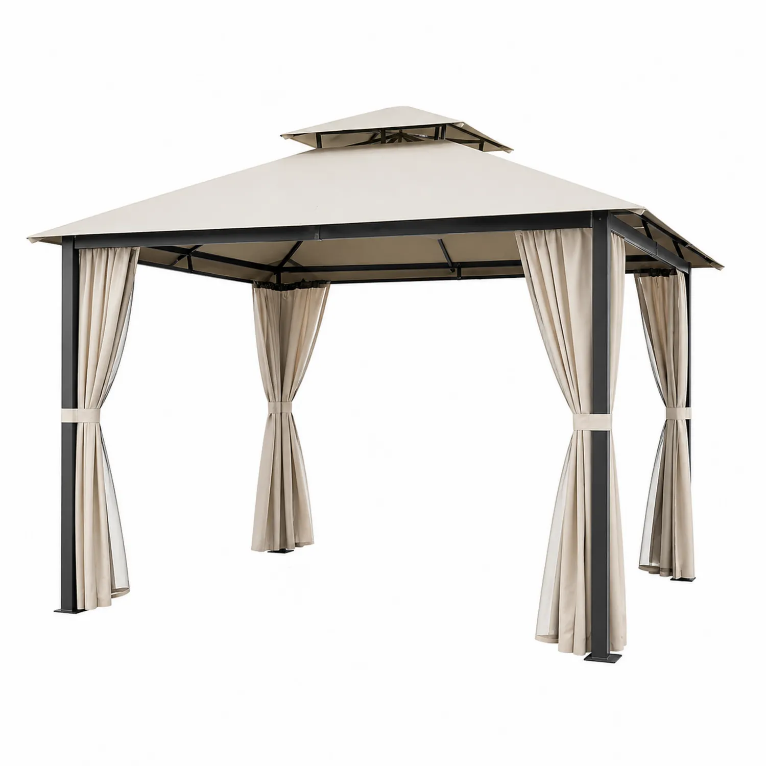 Pavillon en Métal et Polyester Beige 300cm