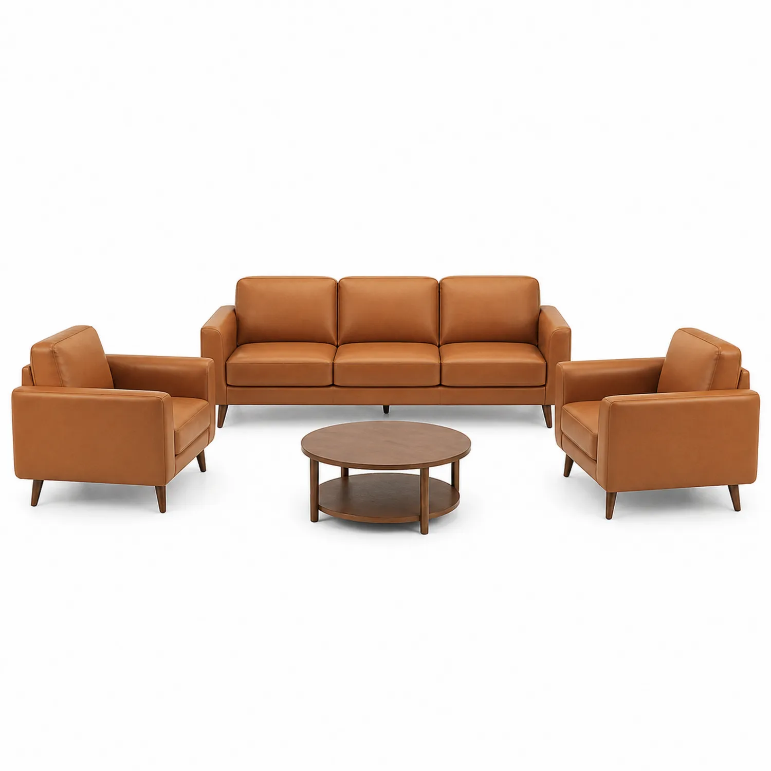 Ensemble de canapés en cuir PU avec table basse ronde
