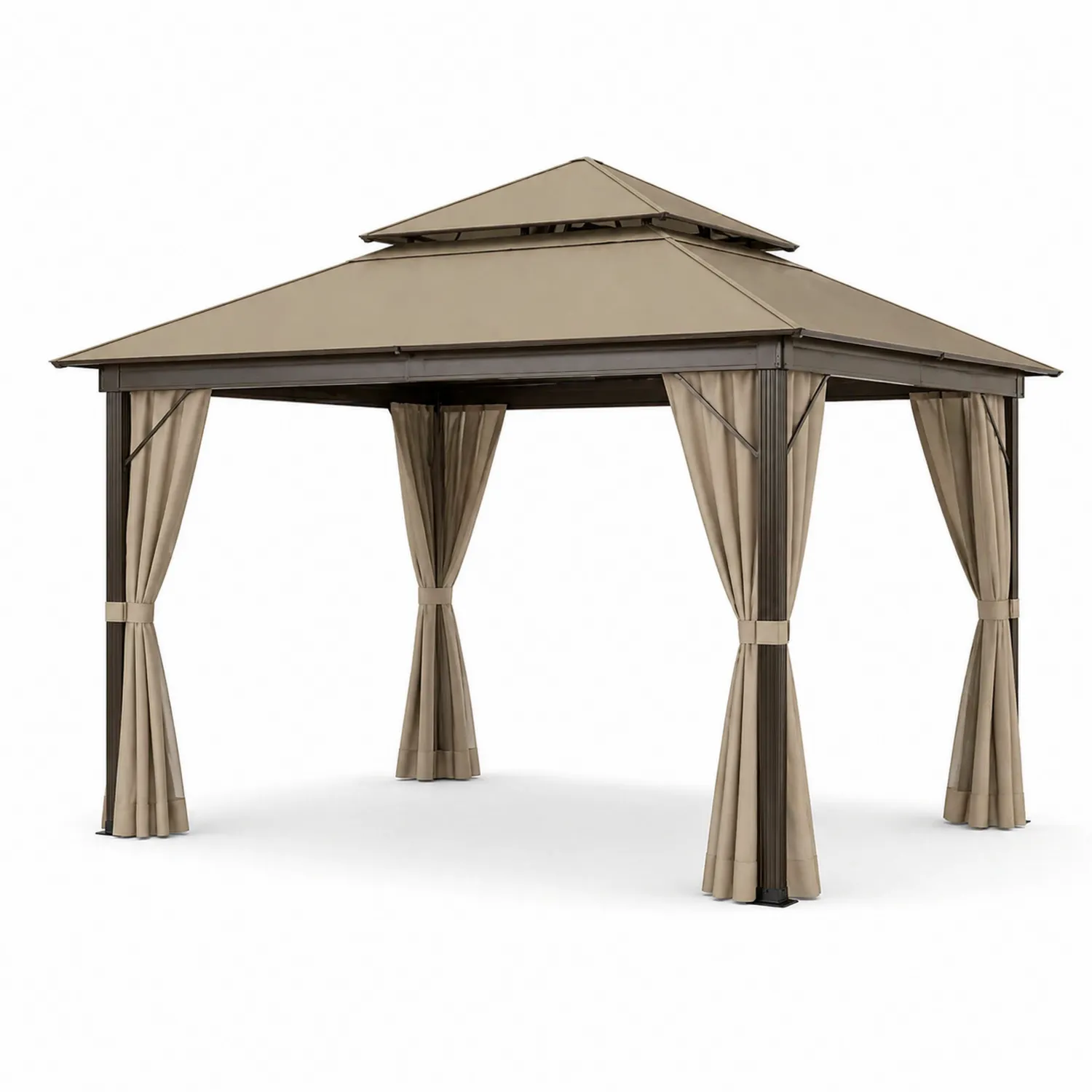 Pavillon de jardin en aluminium avec toit en polyester beige