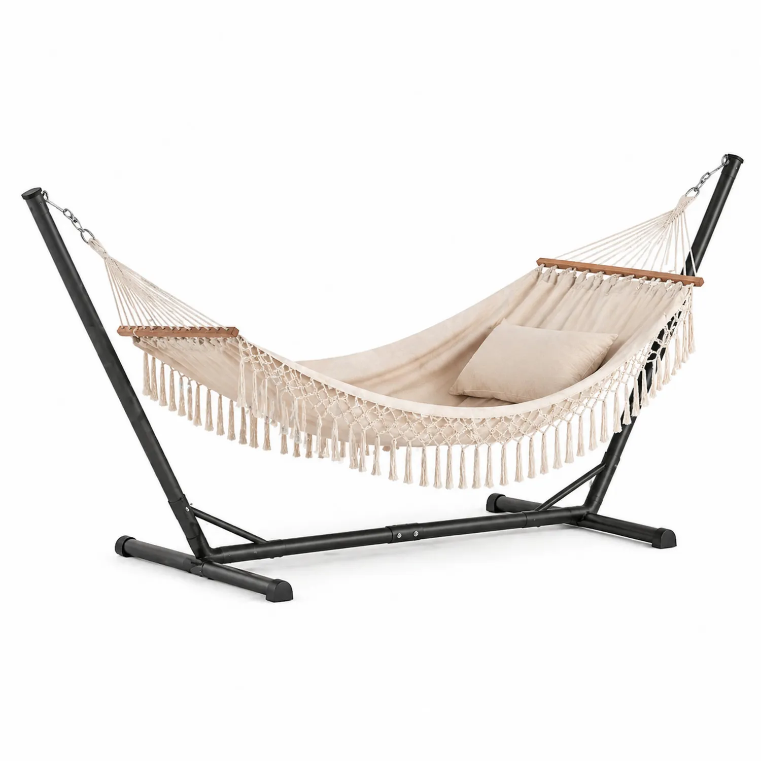 Hamac en Coton avec Cadre Métal et Coussins