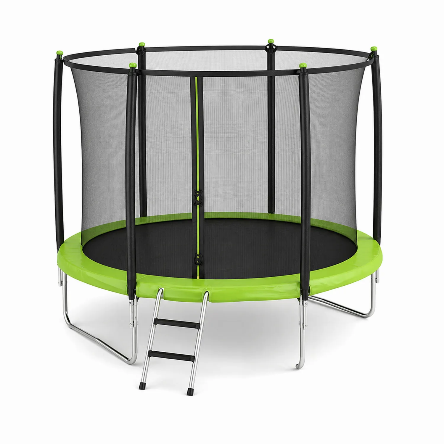 Trampoline de jardin avec filet de sécurité et échelle Vert/Argent