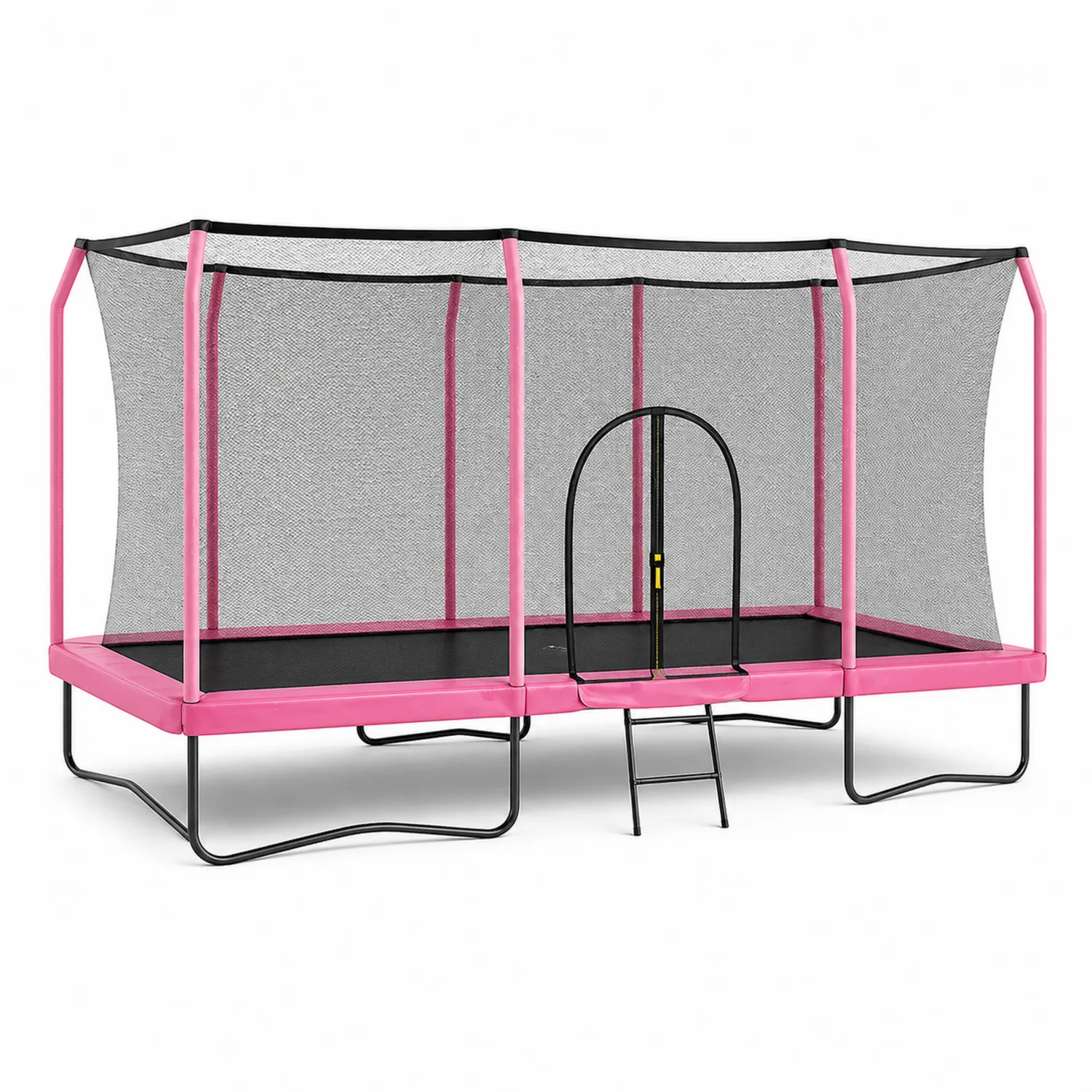 Trampoline rectangulaire avec filet de sécurité en métal rose 305 cm