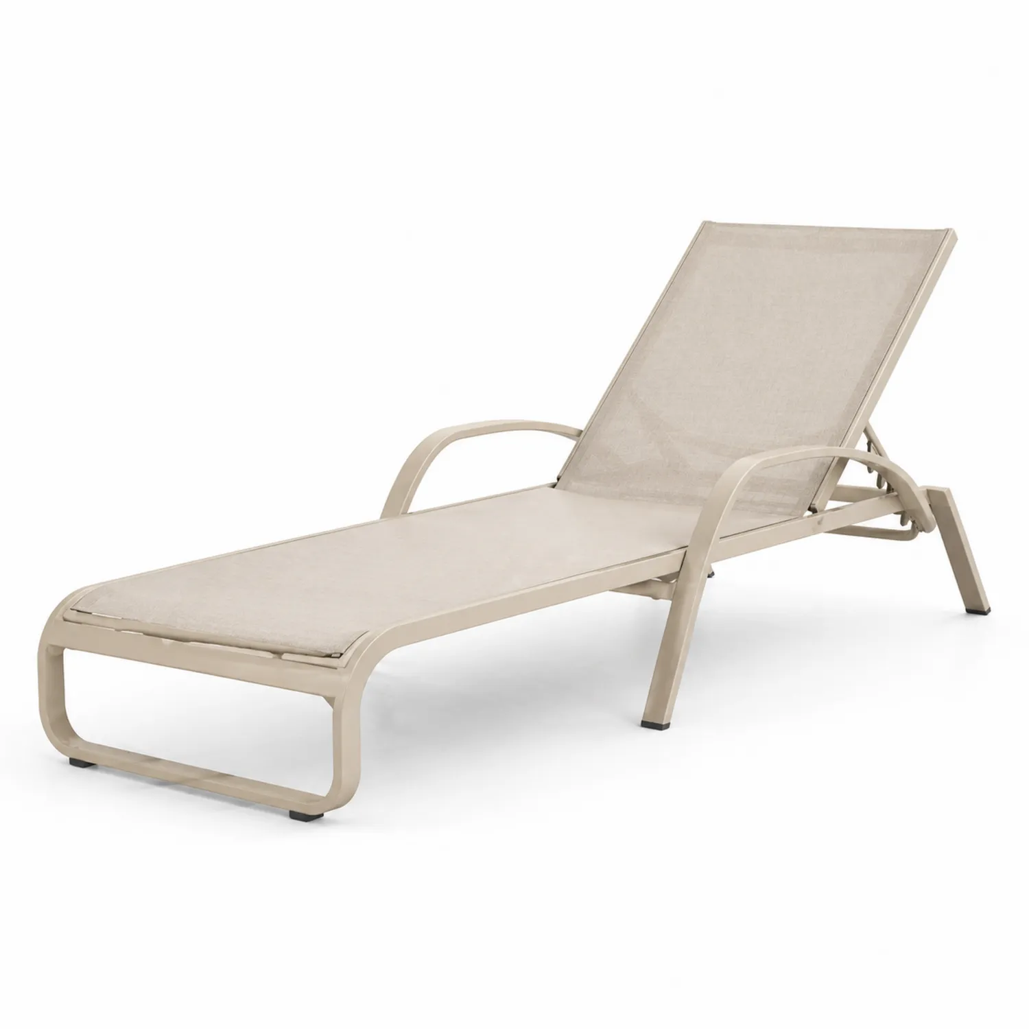 Chaise Longue Aluminium Beige pour Extérieur