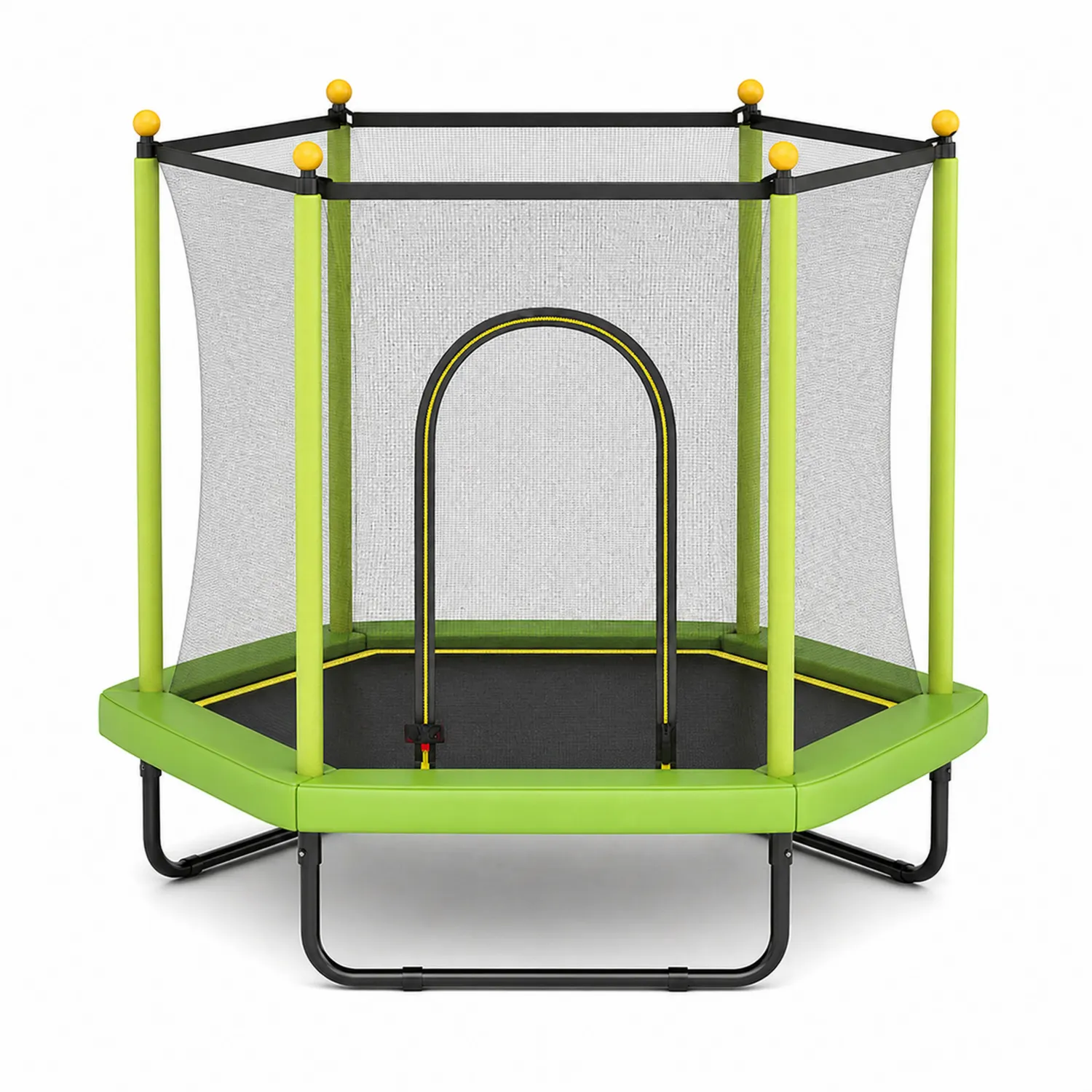 Trampoline Hexagonal pour Enfants avec Filet de Sécurité, Vert
