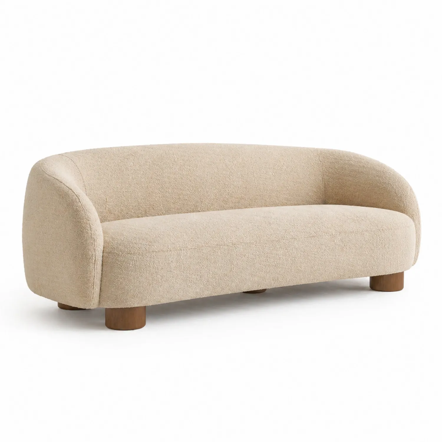 Canapé en tissu bouclé et bois massif Beige