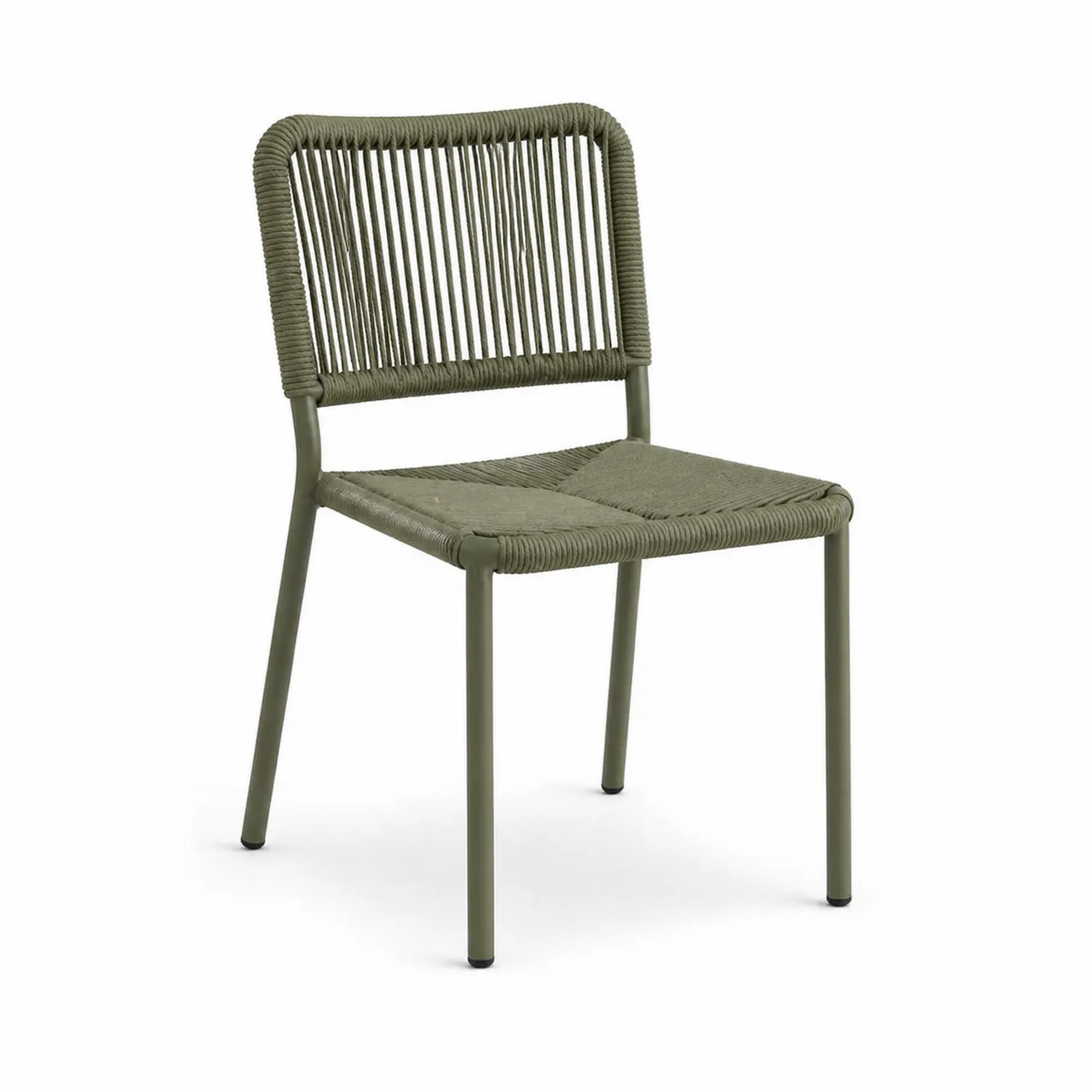 Chaise en métal et corde synthétique Olive