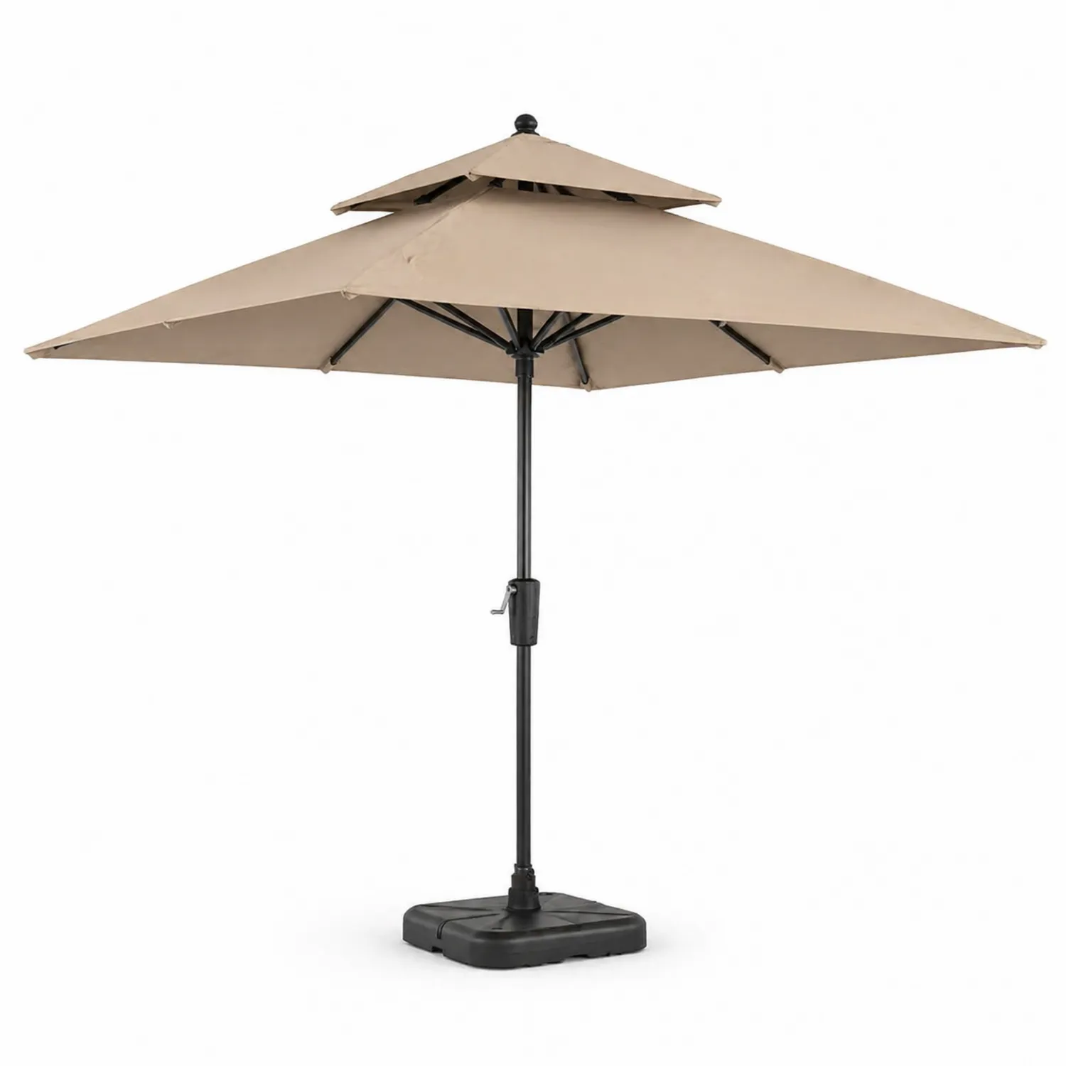 Parasol de marché en aluminium 3m Beige à double toit