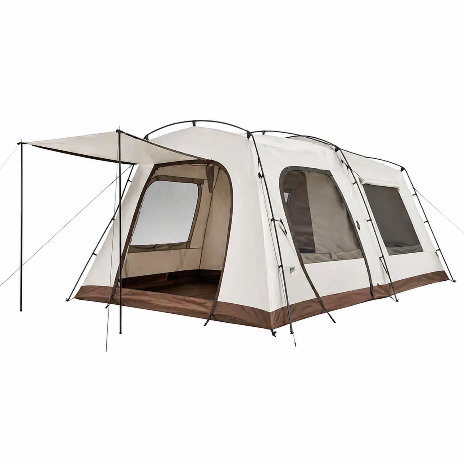 Tente de Camping en Polyester et Fibre de Verre Beige et Marron