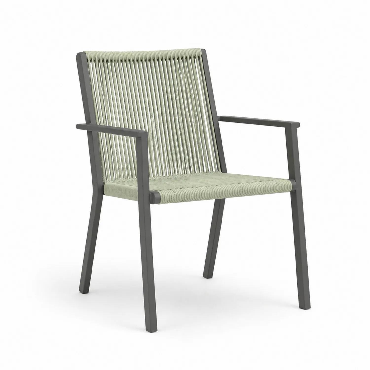 Fauteuil en Aluminium et Corde Synthétique Gris et Beige 70x60x85cm