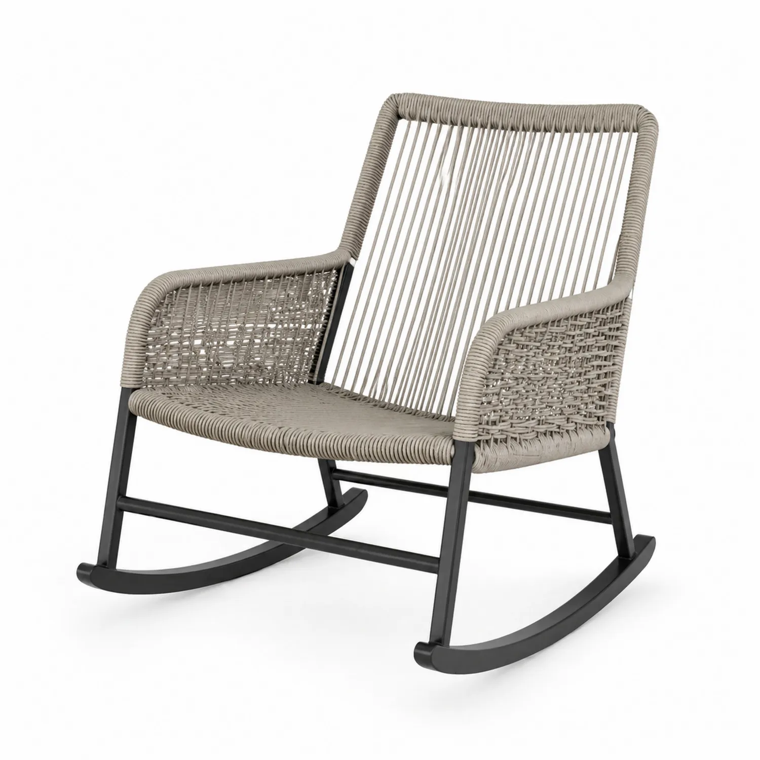 Chaise à bascule en métal et corde tressée 85x70x90cm Gris