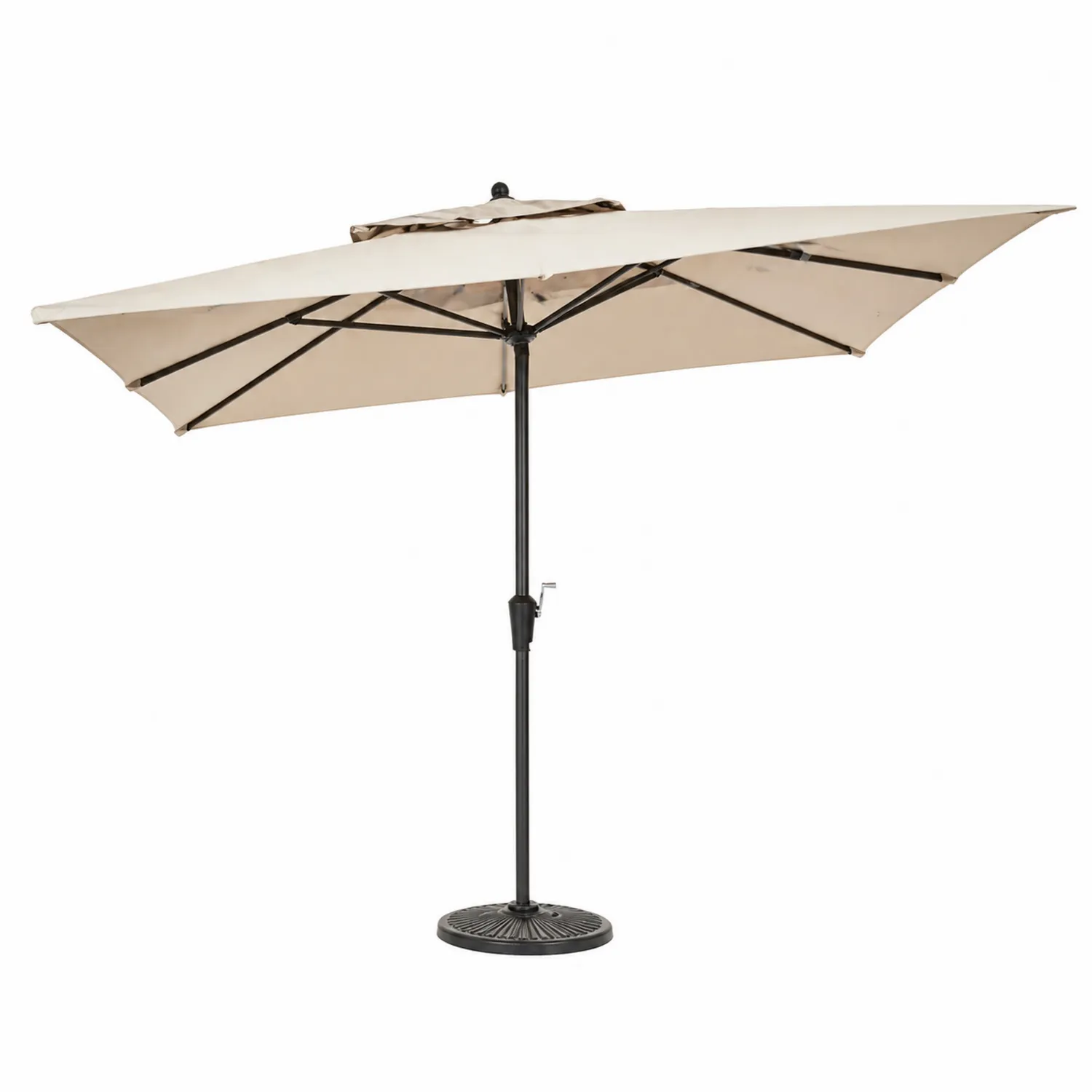 Parasol rectangulaire en polyester 3x4m Beige avec mât en acier