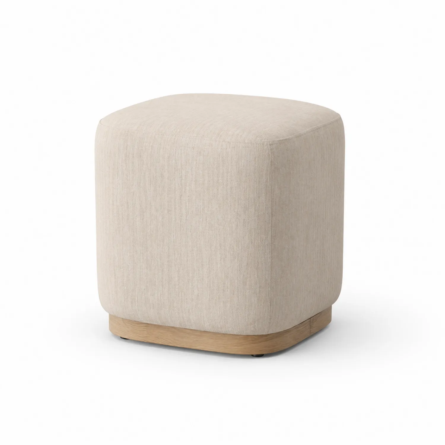 Pouf en tissu avec base en chêne