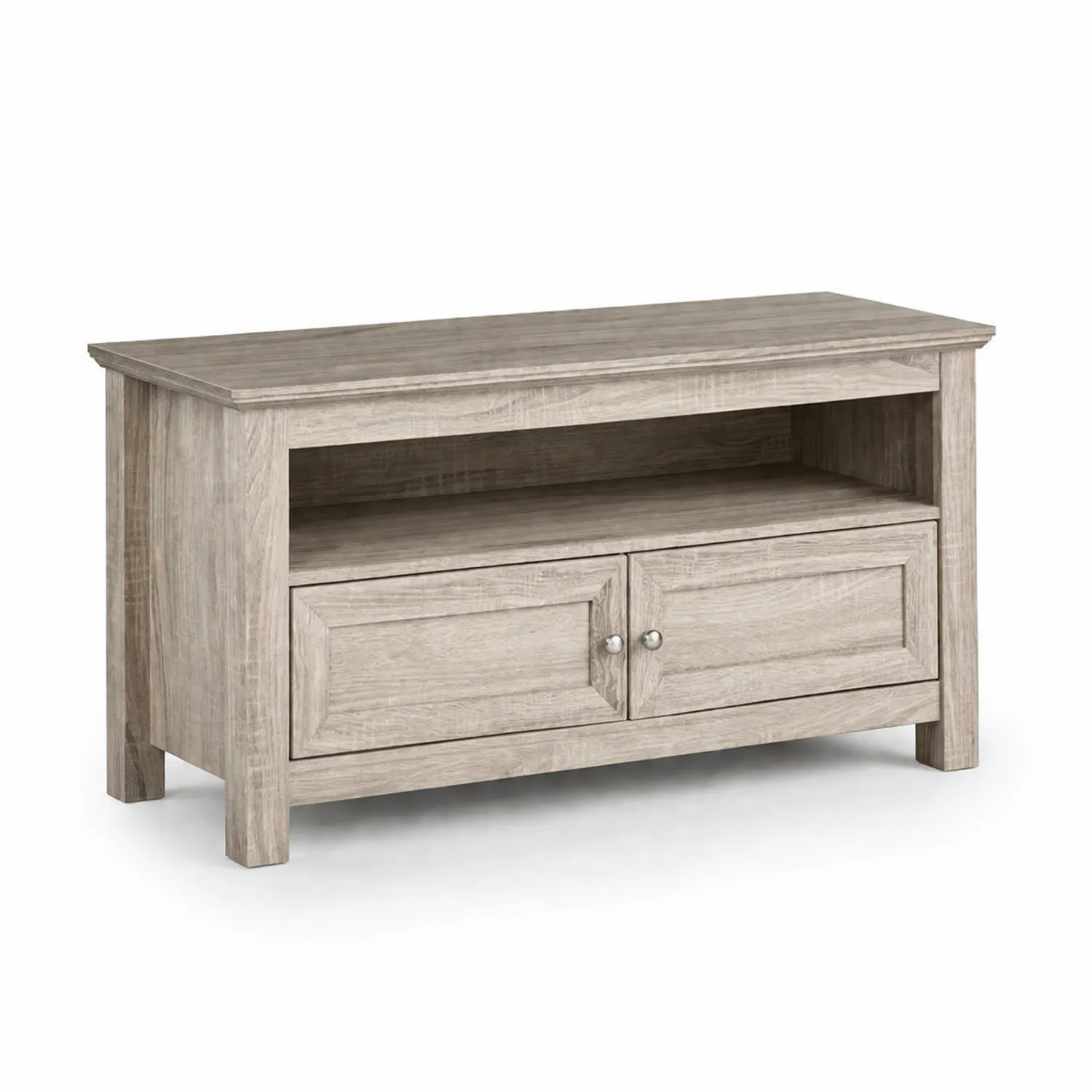 Meuble TV en Bois Gris avec Étagère et Portes