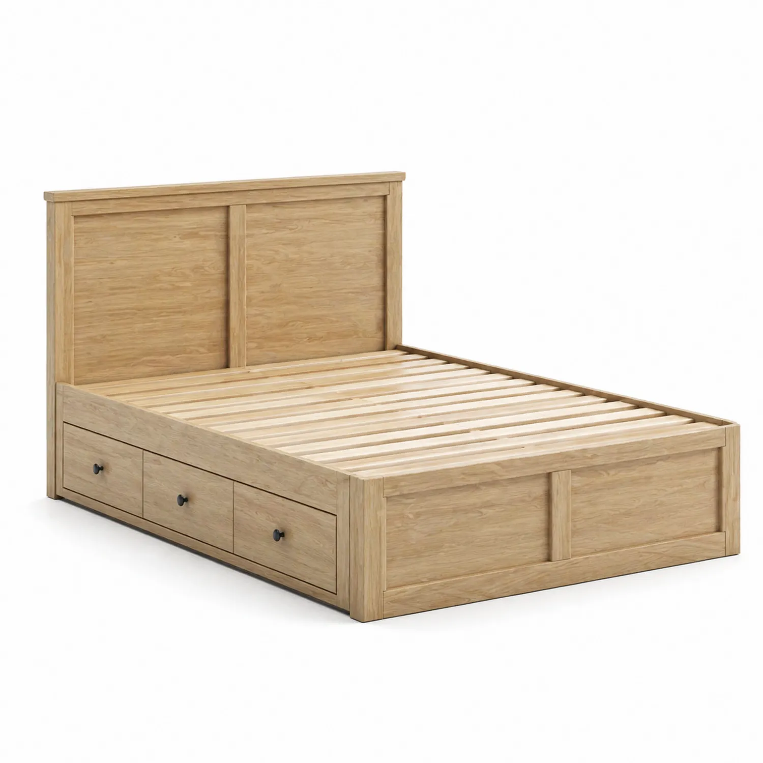 Lit double en bois avec rangement intégré en chêne 200x160cm
