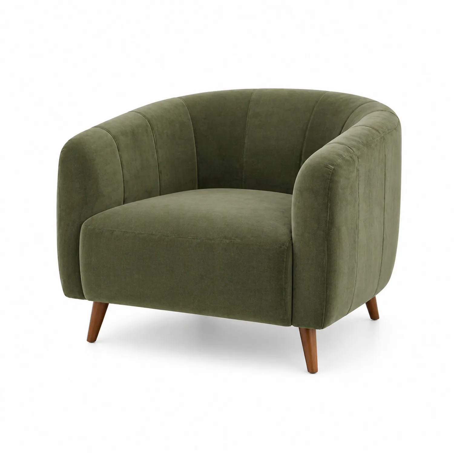 Fauteuil en velours avec pieds en bois