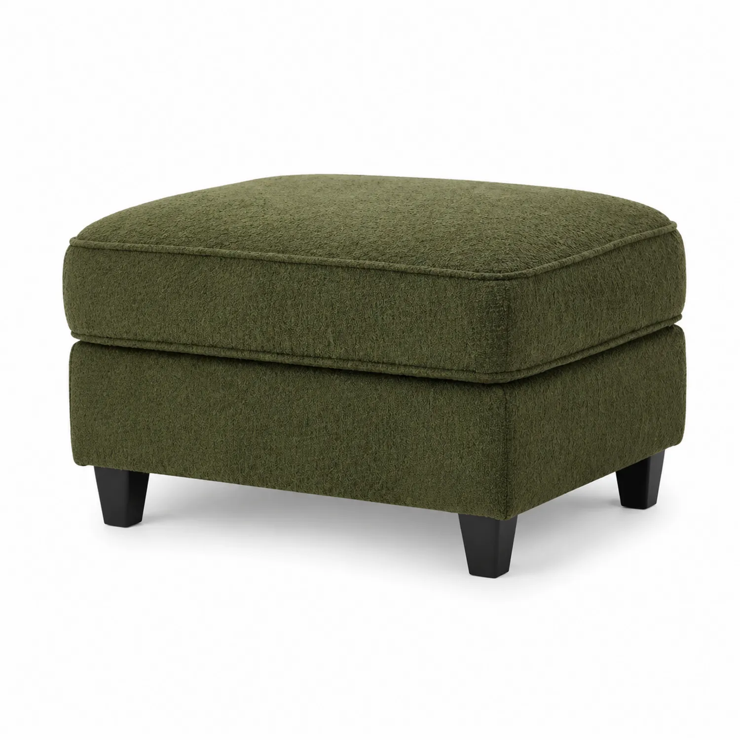 Repose-pieds en polyester vert avec pieds en bois