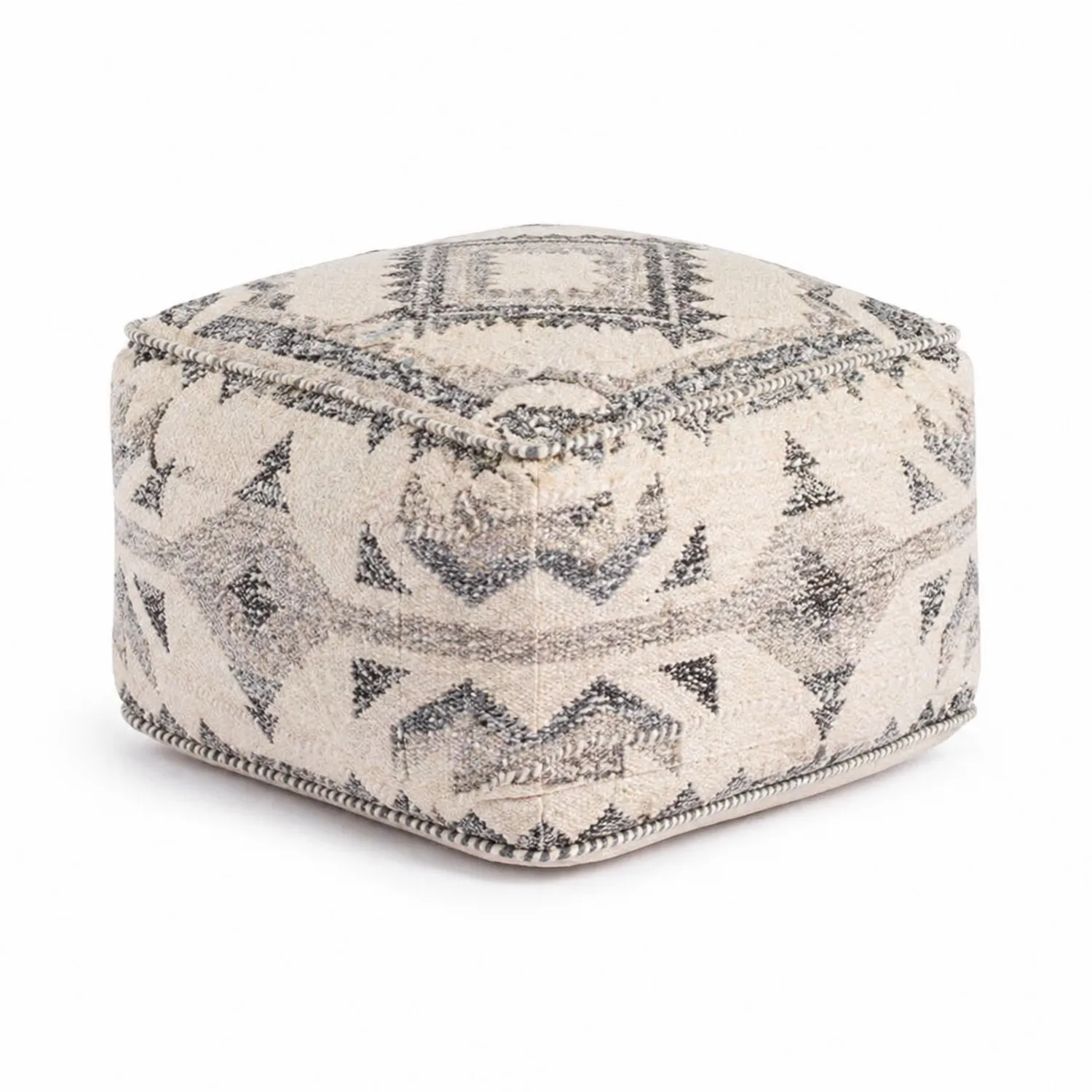 Pouf en tissu avec motif géométrique
