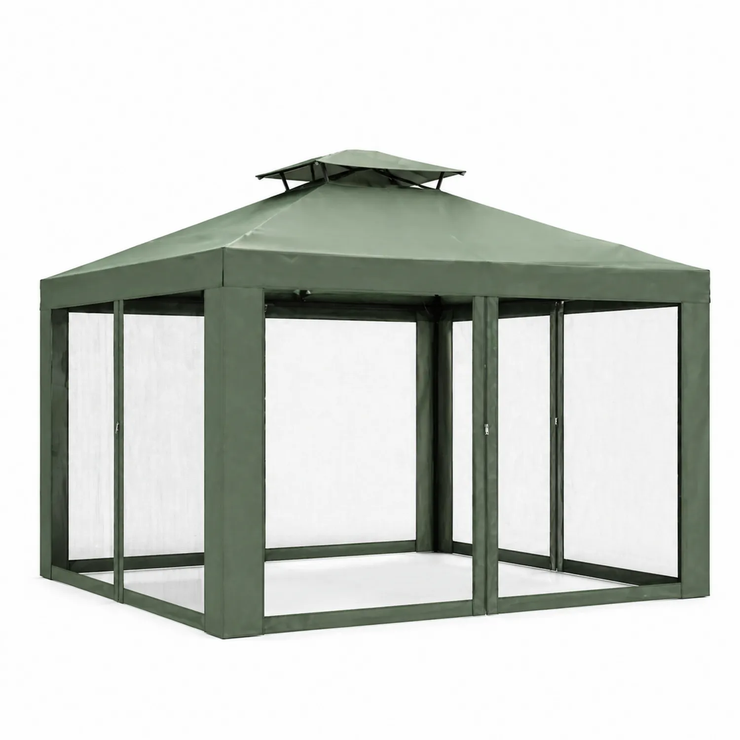 Tonnelle de jardin en acier et polyester 3x3x2.6m Vert