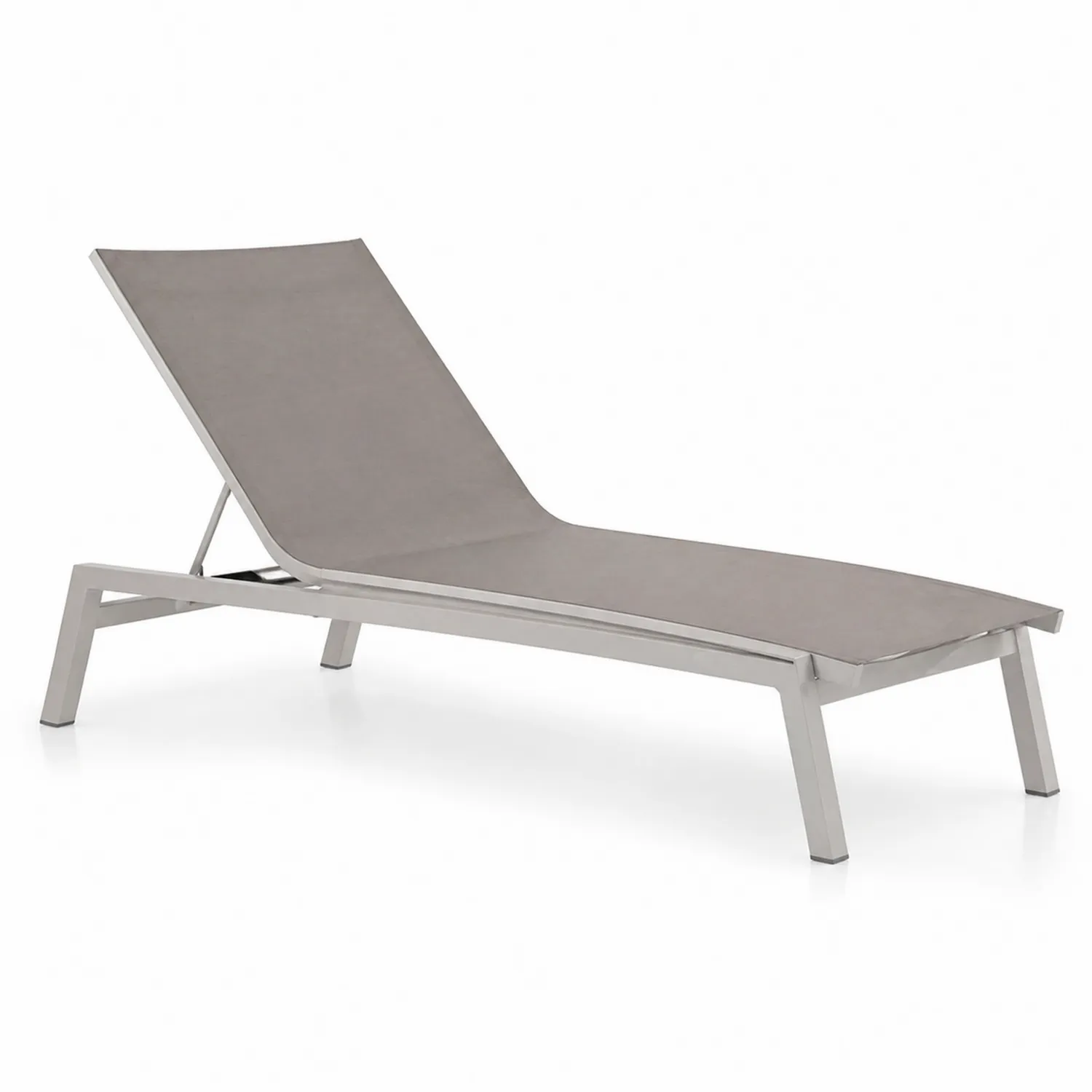 Chaise longue extérieure en aluminium et textilène gris