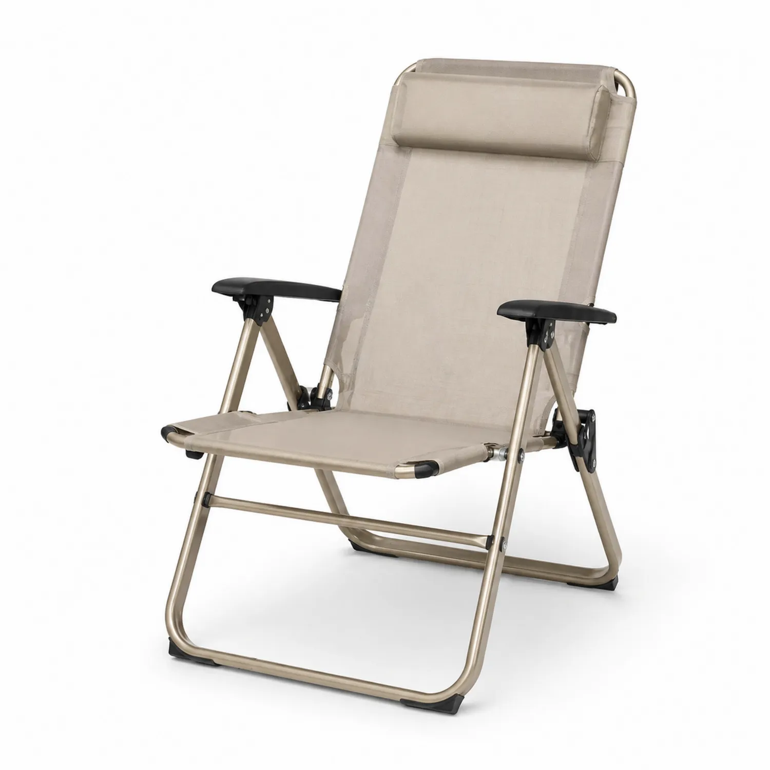 Chaise Pliante en Aluminium et Tissu Beige
