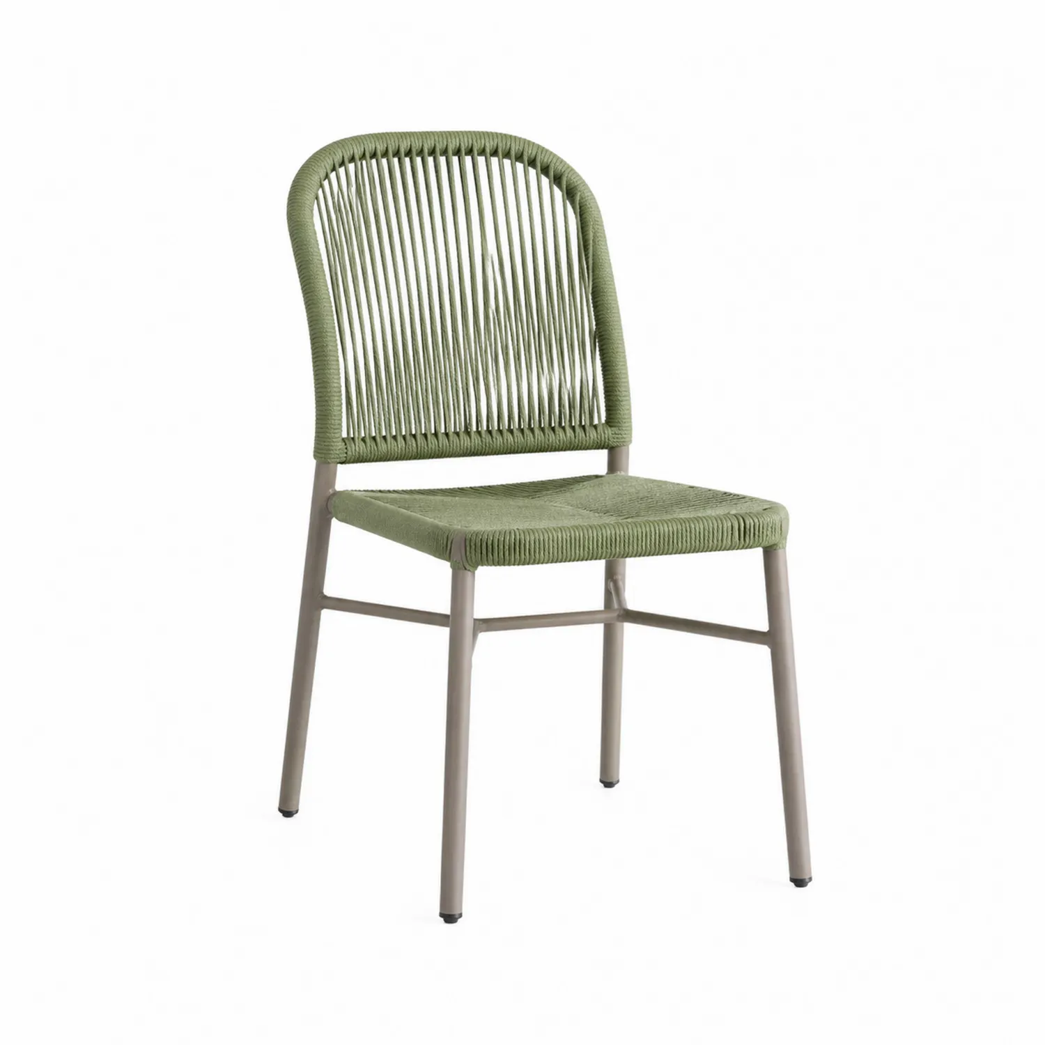 Chaise en métal et corde de polyester verte
