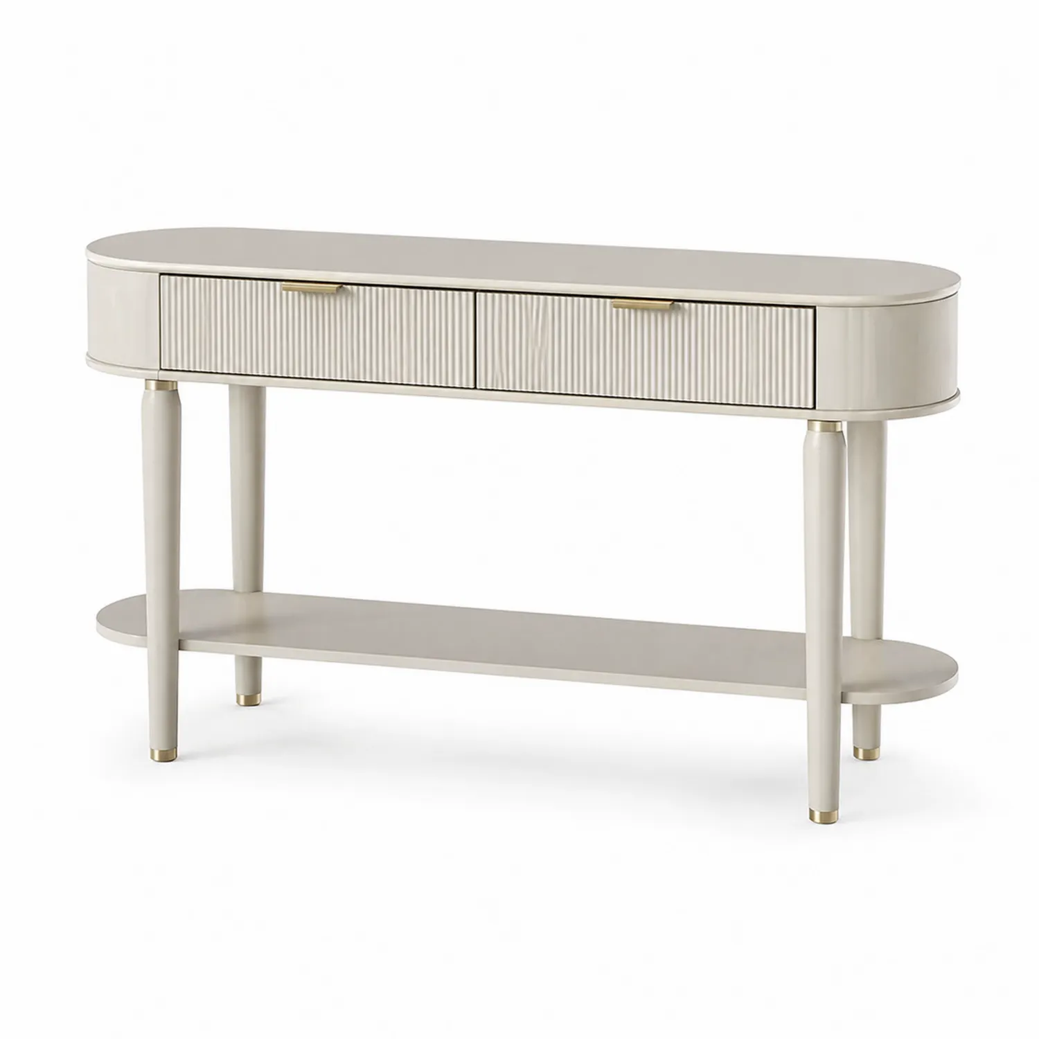Console en bois avec tiroirs et étagère inférieure Beige