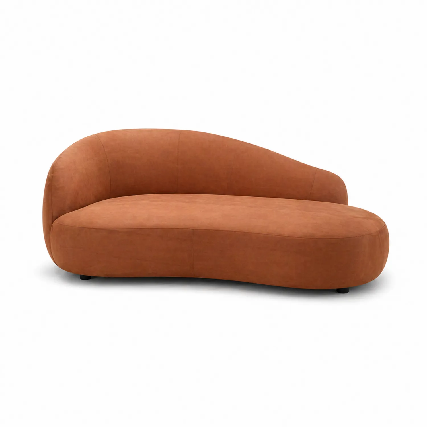 Canapé méridienne courbé en tissu microfibre Marron