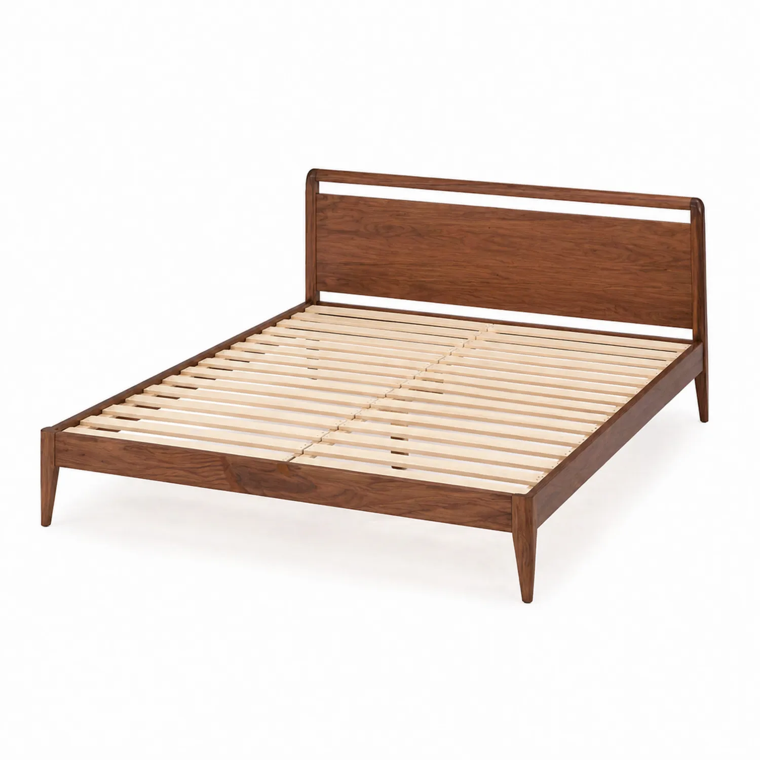 Lit double en bois 200x160 cm Noyer
