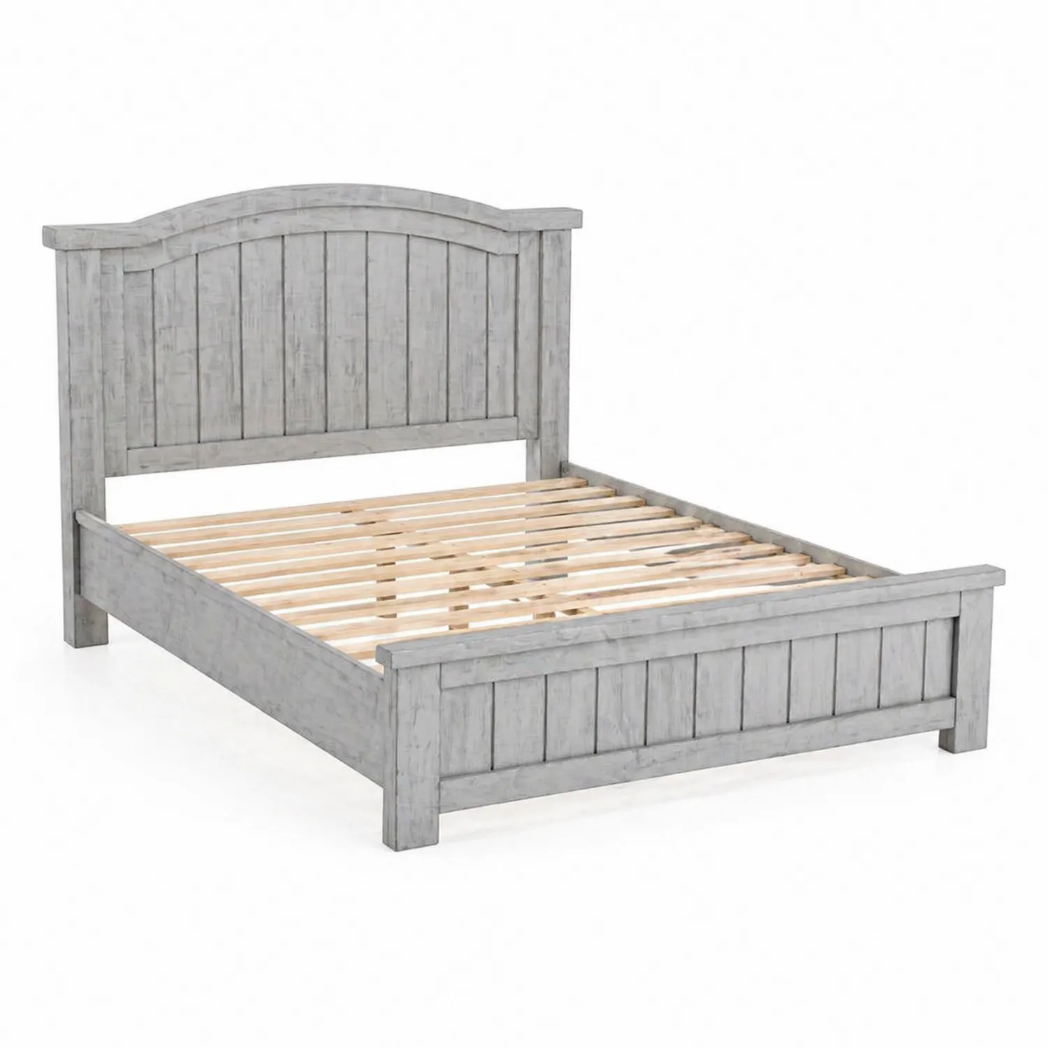 Lit double en bois 160x200 cm Gris