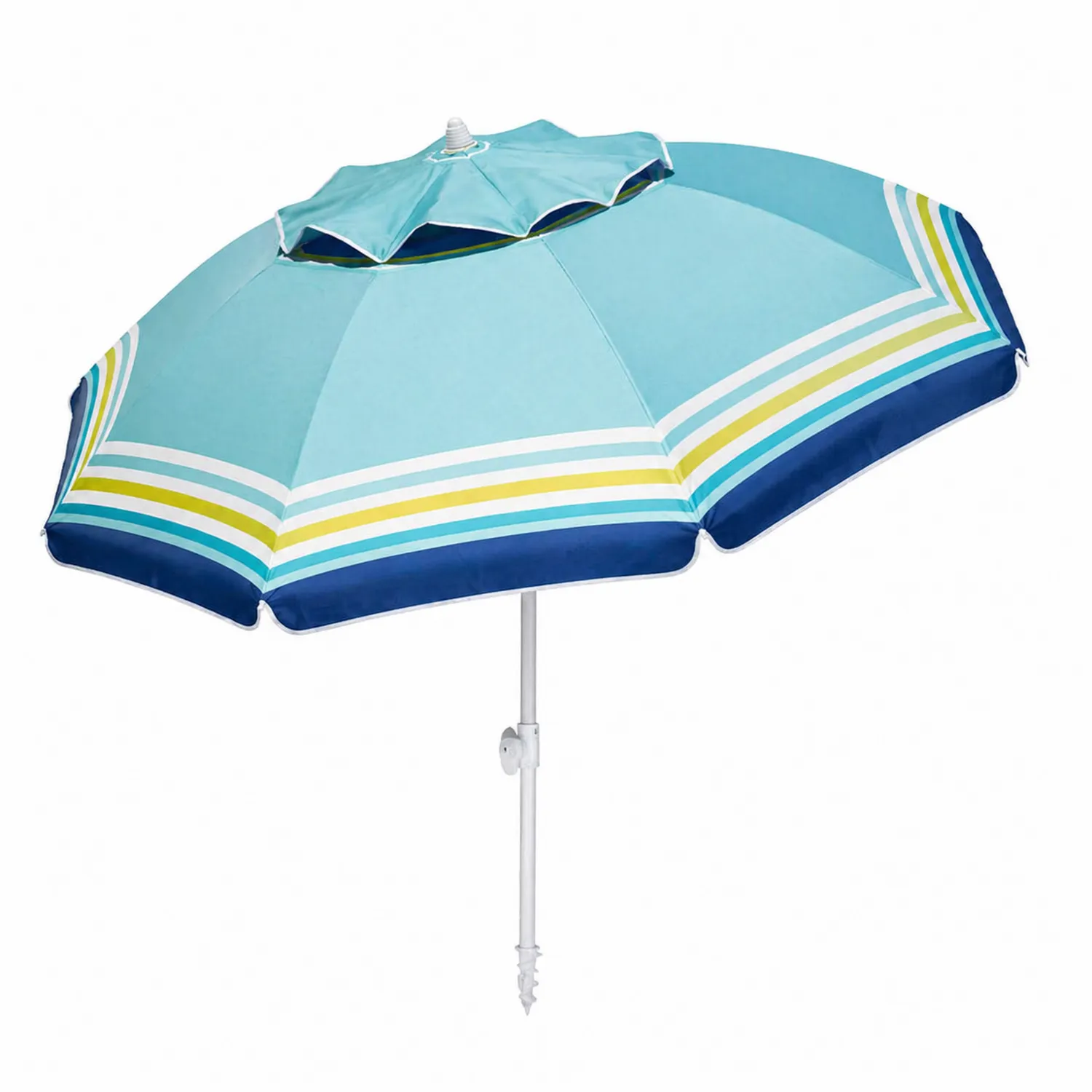 Parasol de plage en polyester réglable 180 cm Bleu/Jaune