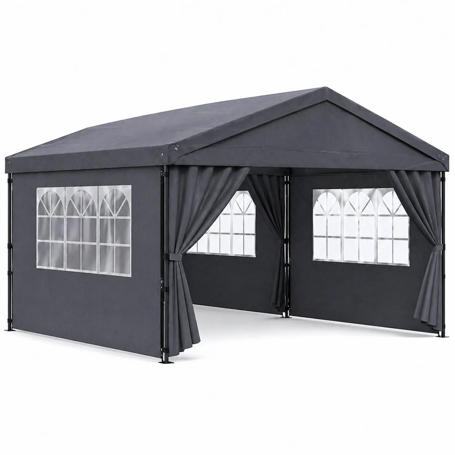 Tonnelle de jardin en acier et polyester avec fenêtres 3x6m