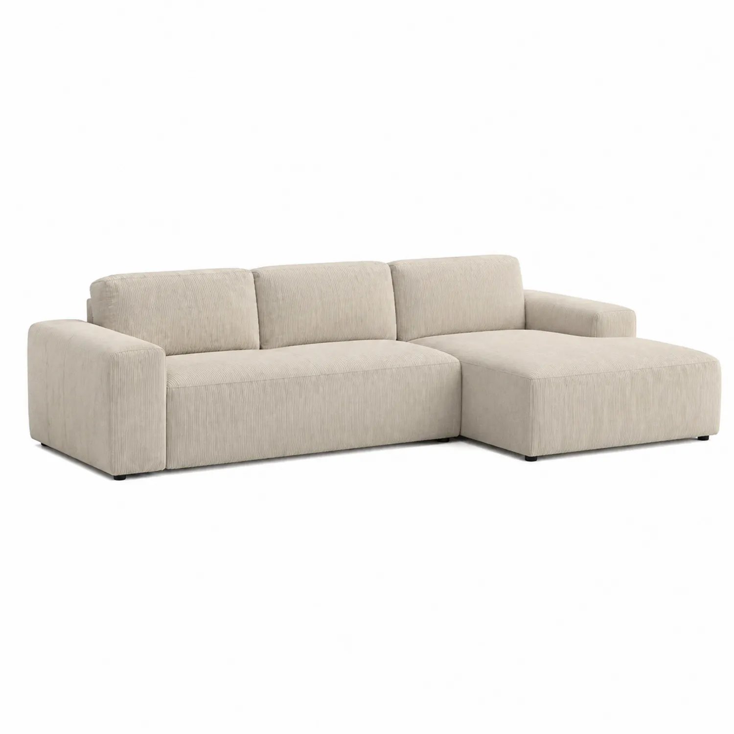 Canapé modulaire en tissu beige avec méridienne