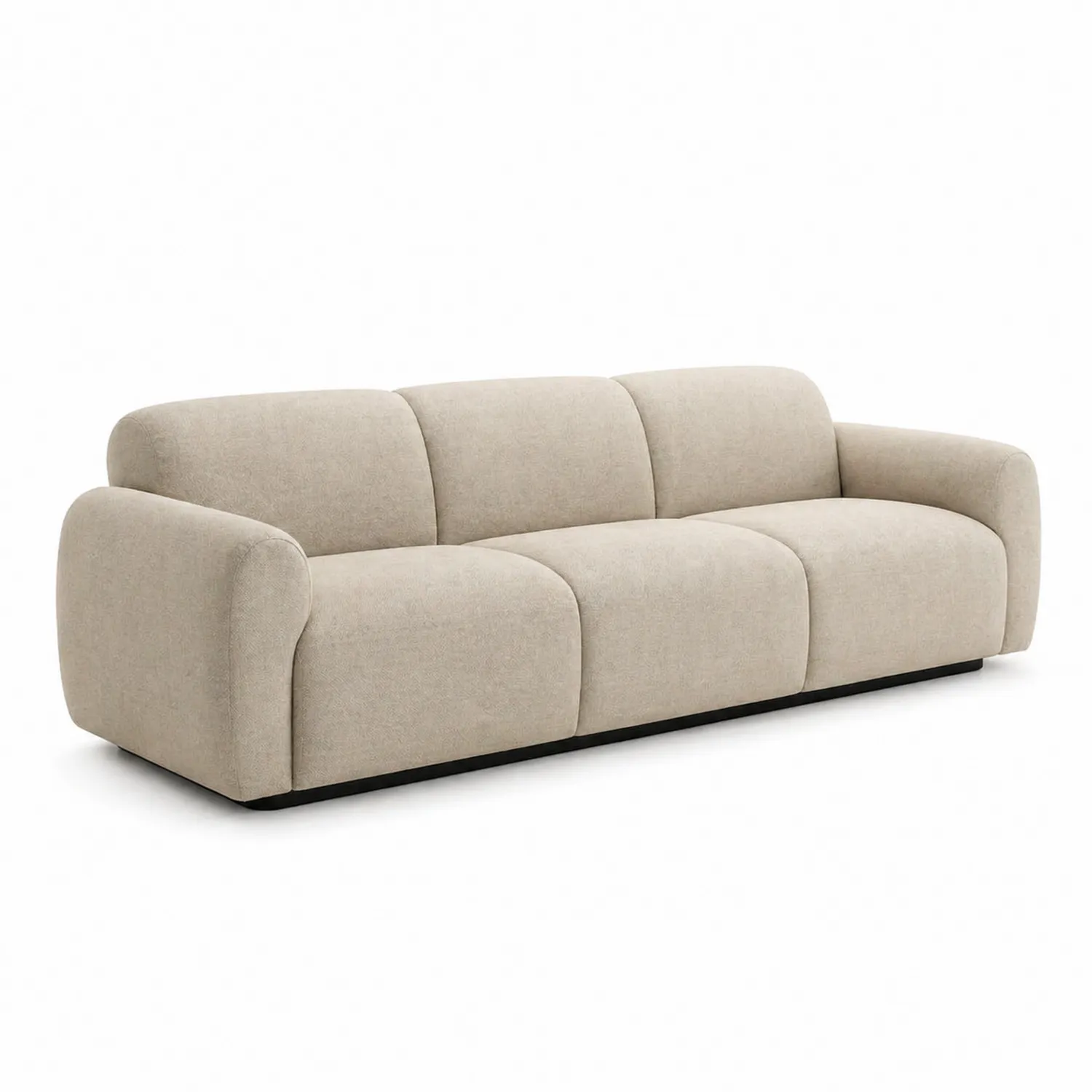 Canapé trois places en tissu beige 220 cm