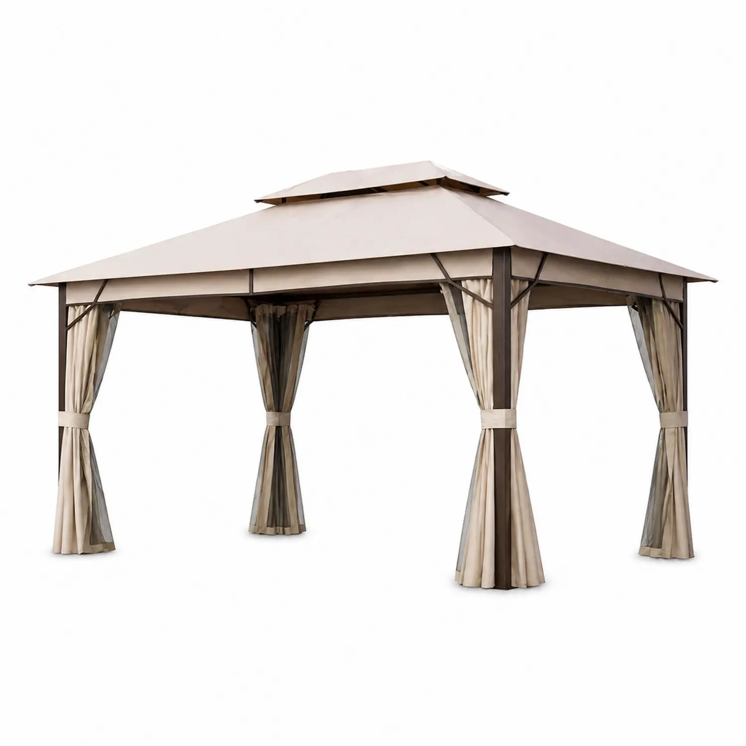 Pavillon de jardin en acier et polyester 3x4 m Beige