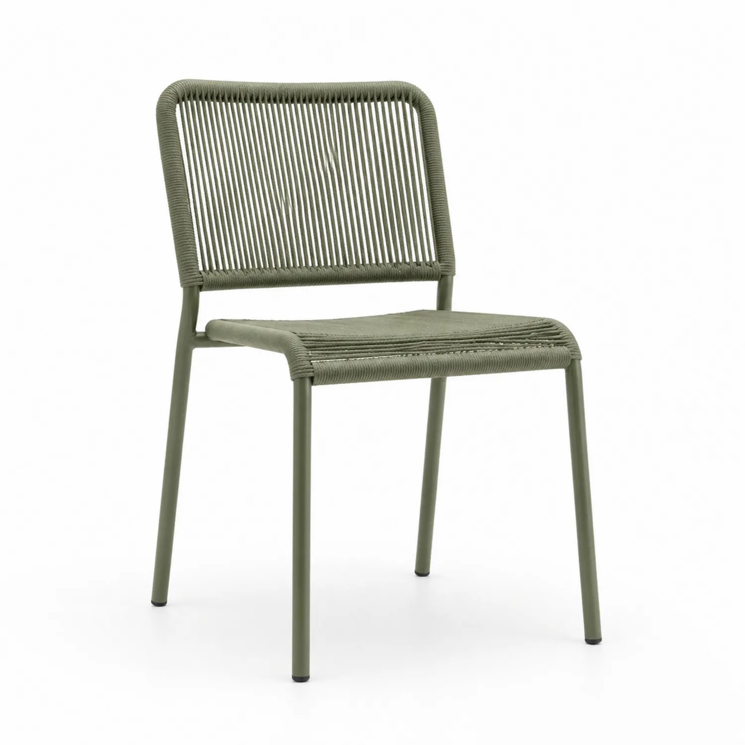 Chaise en métal et corde Vert Kaki 50x56x80 cm
