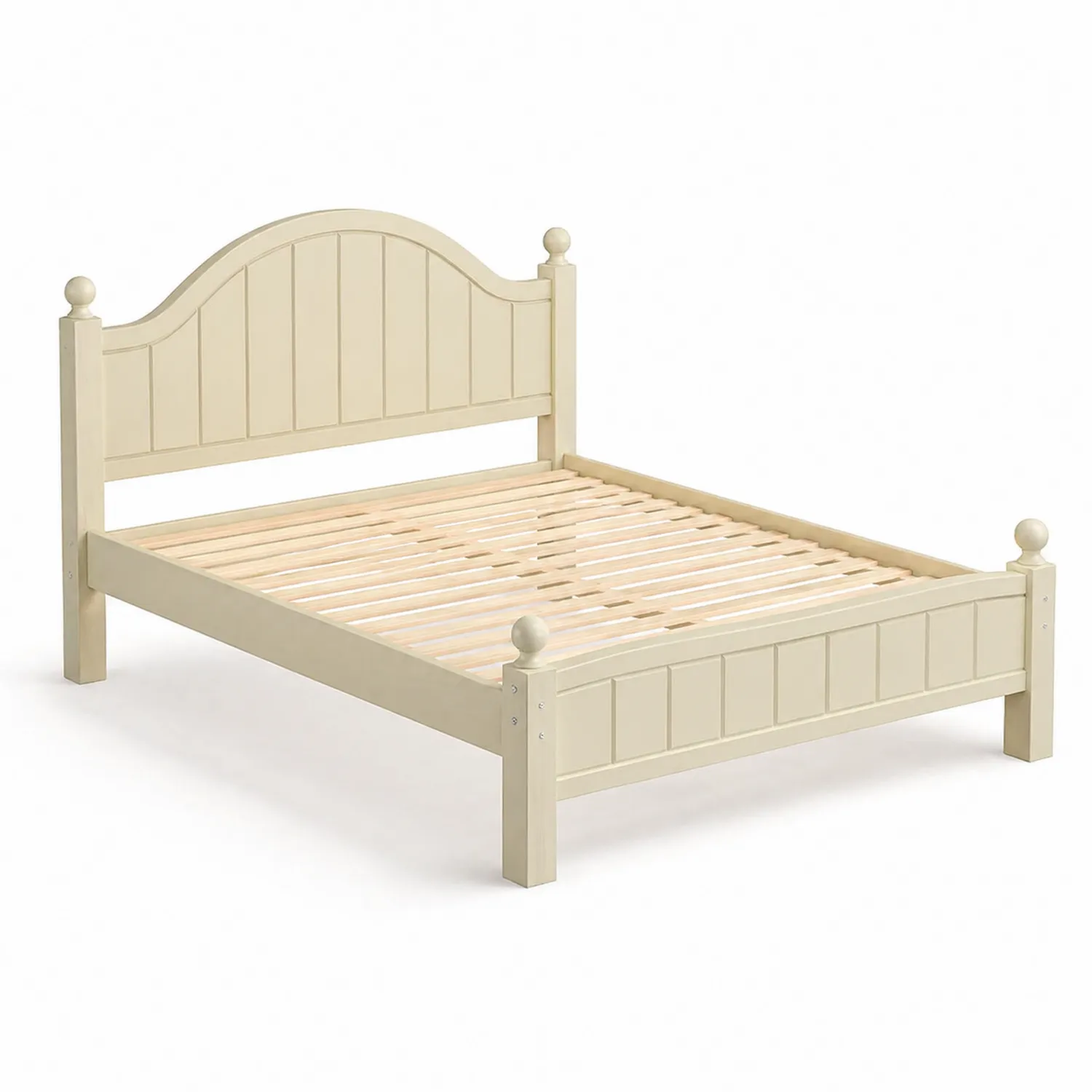 Lit en Bois Beige avec Tête de Lit Arquée