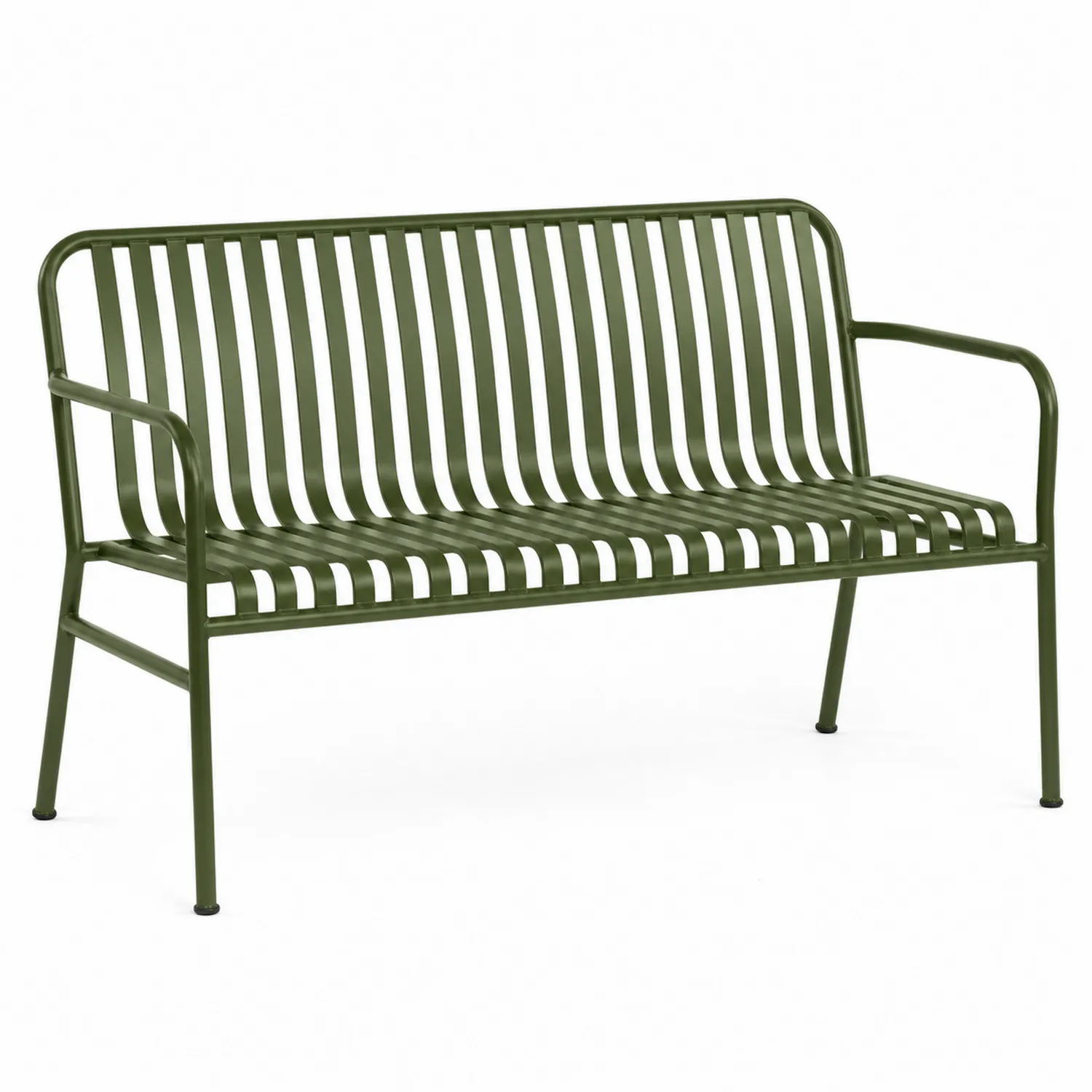 Banc d'extérieur en métal vert olive 150 cm